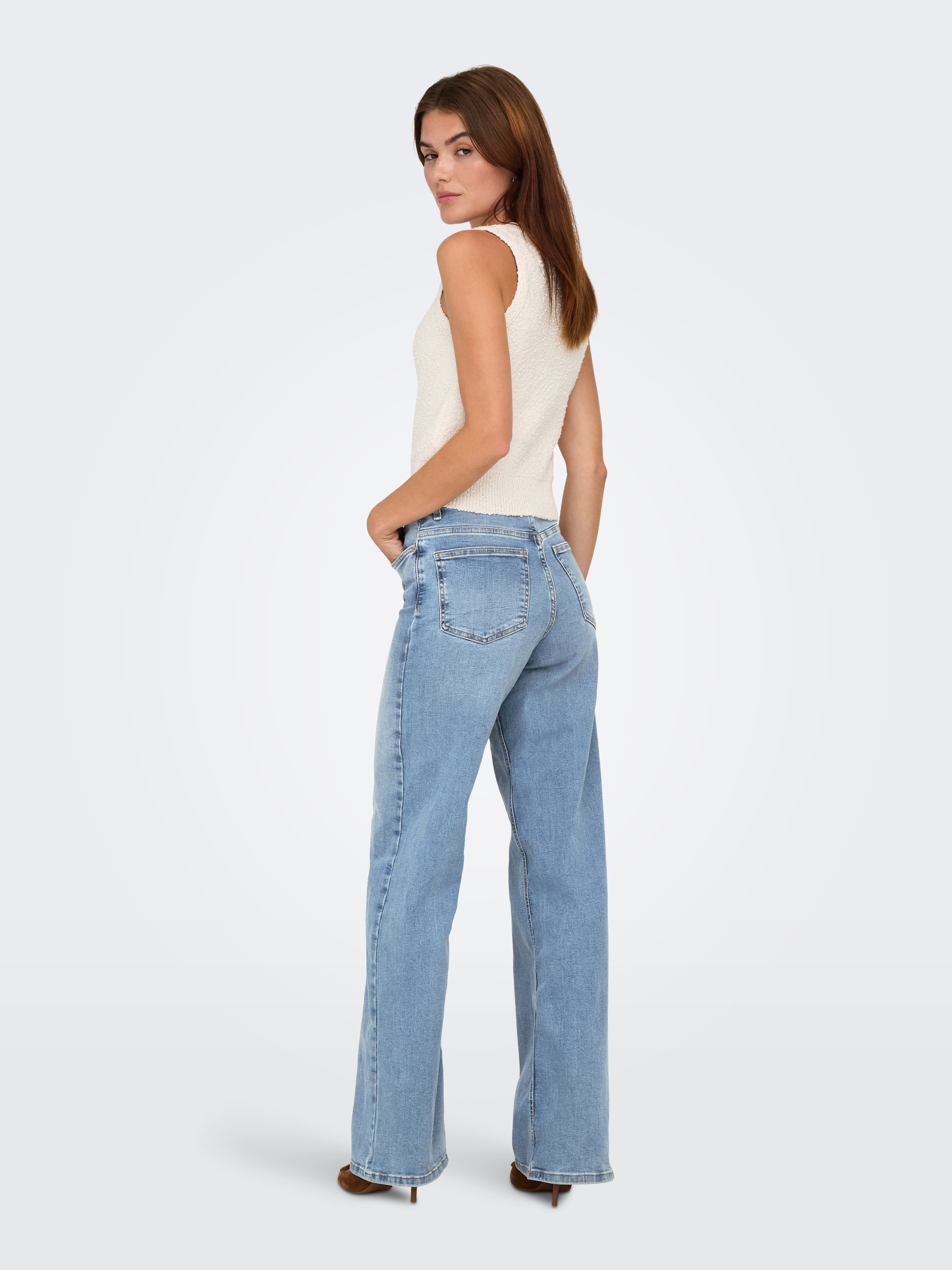 ONLY Jeans taille haute »ONLMADISON – High Waist Jeans mit weitem Bein für Komfort« Abriebeffekte, casual, weit, Denim/Jeans, Eingrifftaschen