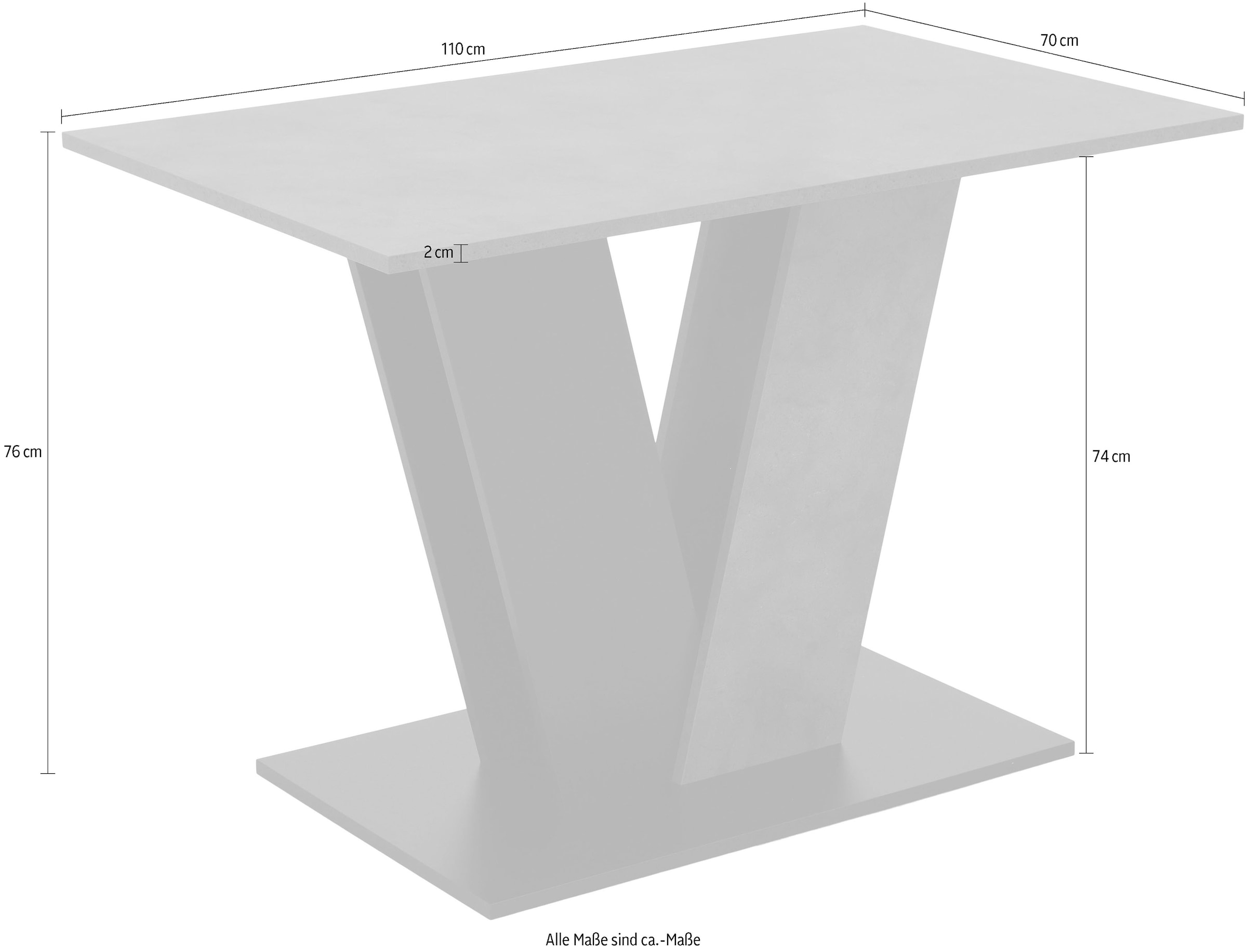 HELA Table de salle à manger »JUDITH mit ABS-Kante« 1 cuis tlg. Melamin, Säulentisch, V-Form, Bodenplatte farblich abgesetzt