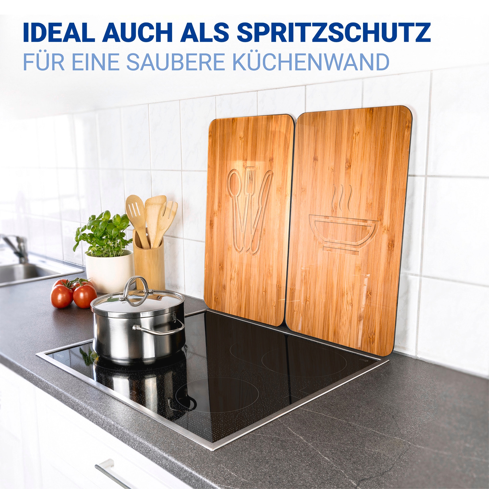 WENKO Herd-Abdeckplatte »Universal Modell Lunch«, (Set, 2 tlg.), Herdabdeckung für alle Herdarten, kratzfest, mit rutschfesten Füssen