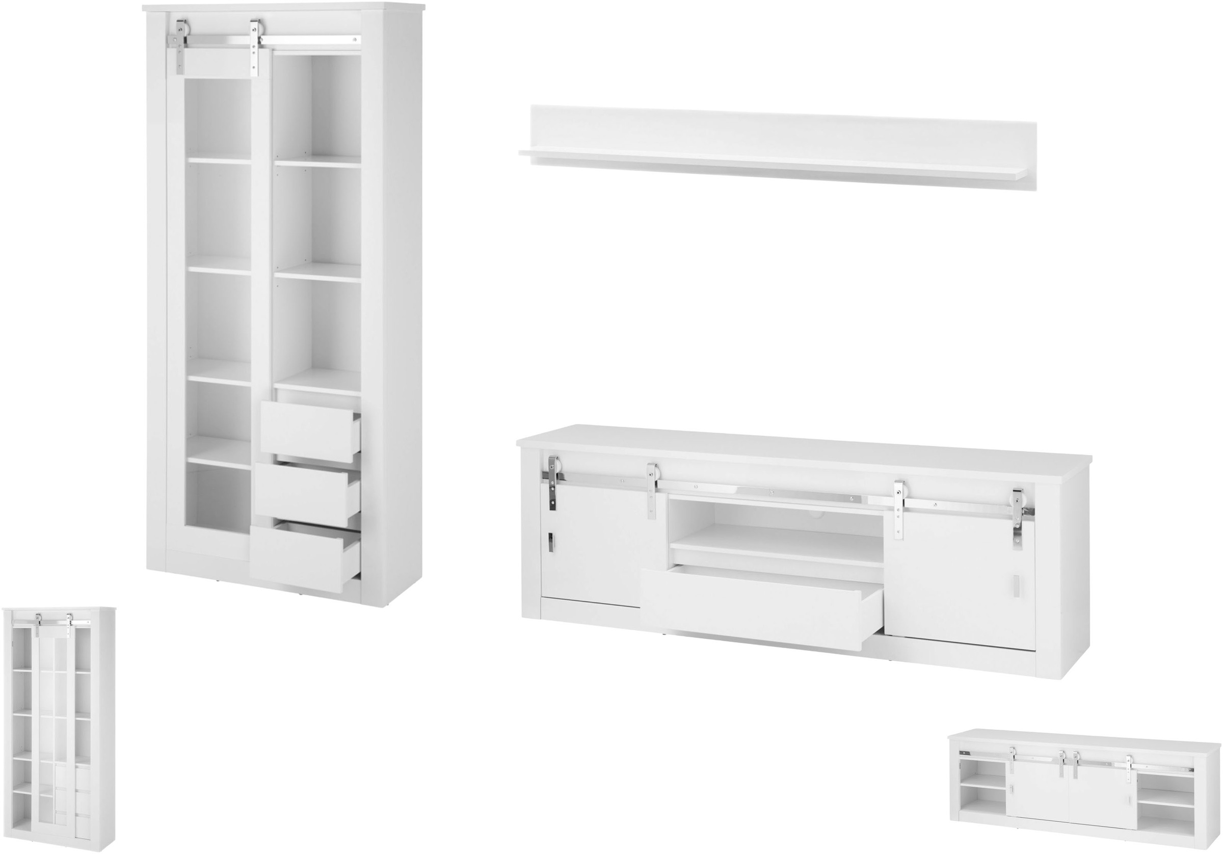 Home affaire Wohnwand »Daytona, moderne Anbauwand, Wohnzimmer-Set in Weiss Hochglanz« Set, 3 Stk. tlg.