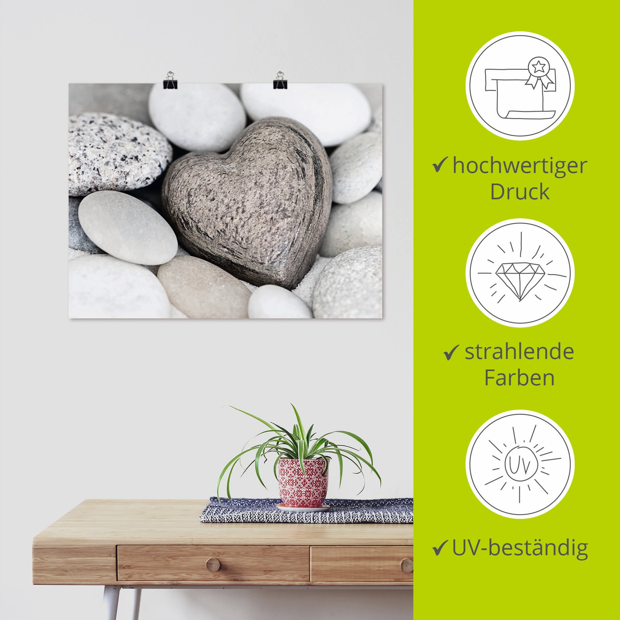 Artland Wandbild »Steinherz« Zen 1 Stk. tlg. als Leinwandbild, Poster, Wandaufkleber in verschied. Grössen