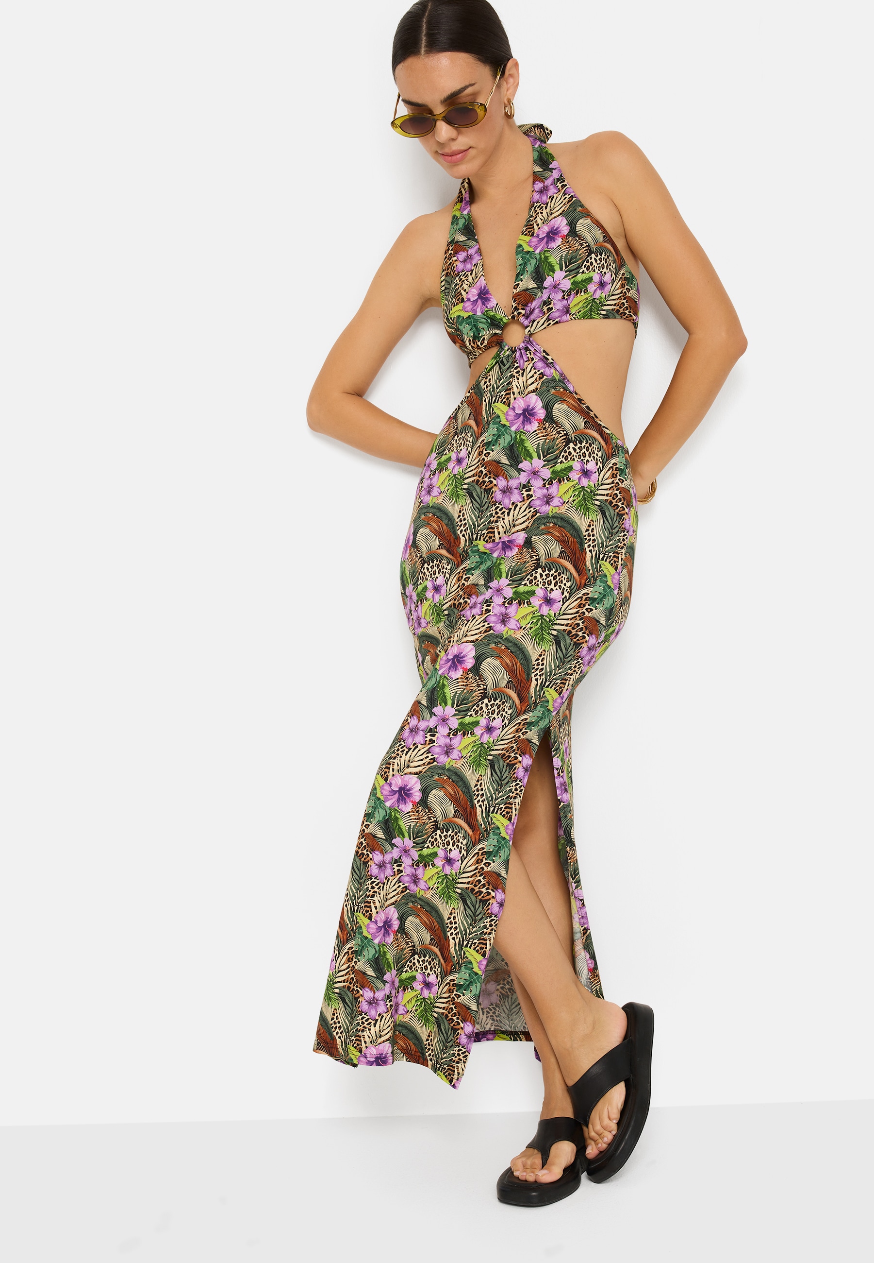 Image of LSCN by LASCANA Maxikleid mit Cut-outs, Neckholderkleid mit Alloverdruck