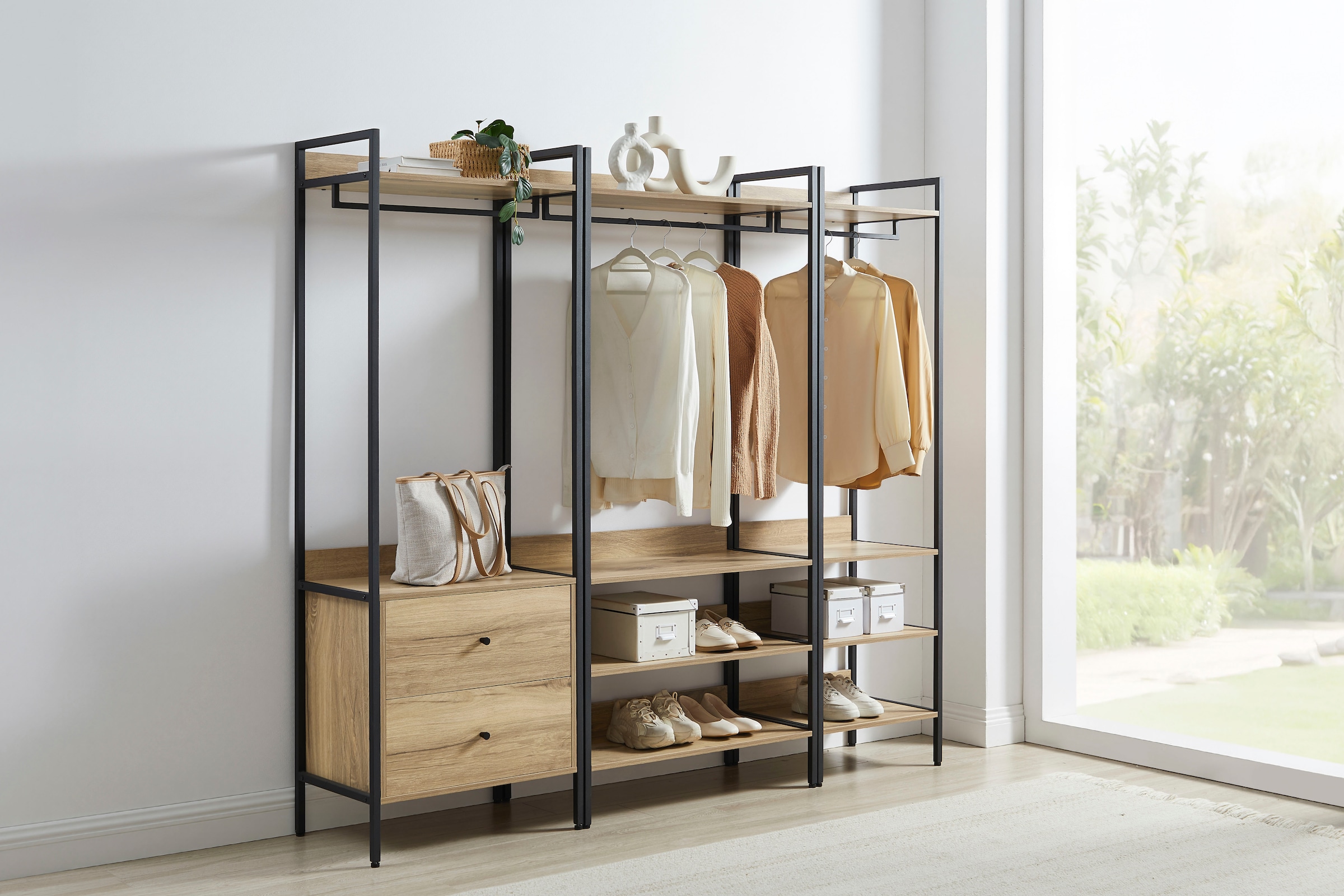 GOODproduct Garderobenschrank »Tayler« Melamin-Tischplatte, pulverbeschichtetem Metallgestell, Höhe 180 cm