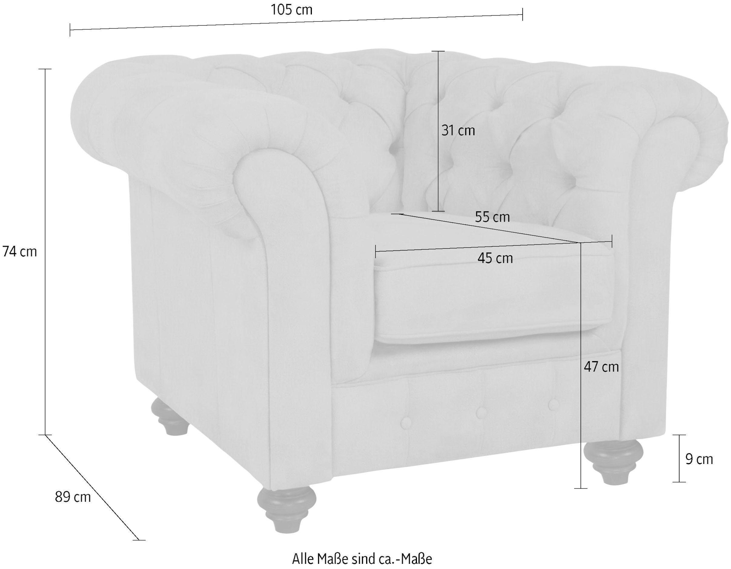 Home affaire Sessel »Duc Chesterfield« hochwertige Knopfheftung im Rücken, Samtoptik mit changierender Optik