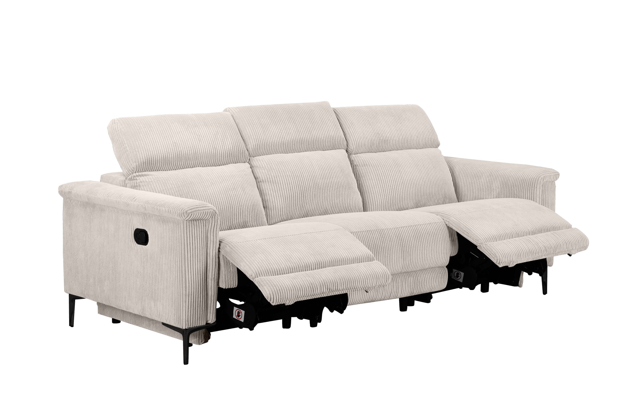 Home affaire 3-Sitzer »Lund Cord, mit manueller o. elektrischer Relaxfunktion in 2 Sitzen,« USB-C, Kopfteilverstellung, Breite 222 cm