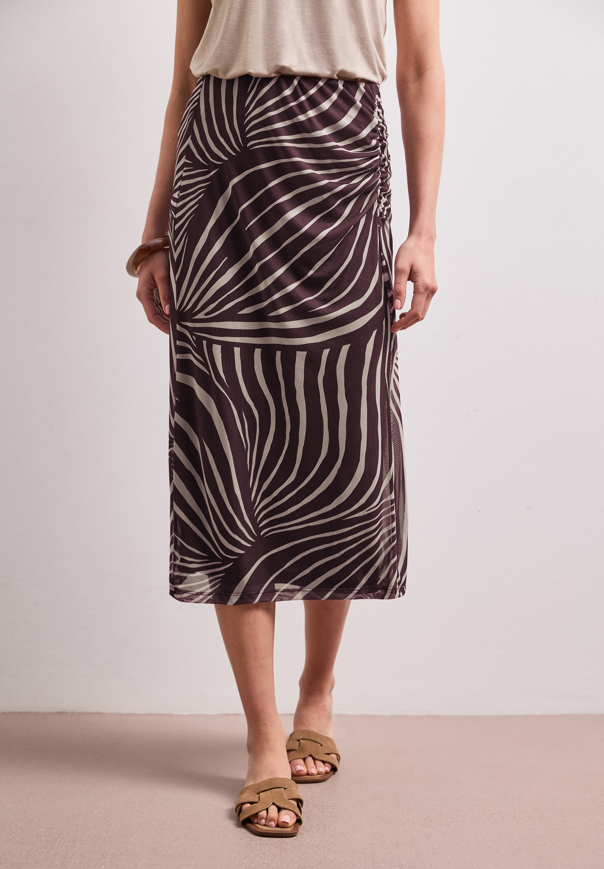 STREET ONE Jupe midi »Style Pepica« Jupe d'été en mesh avec imprimé