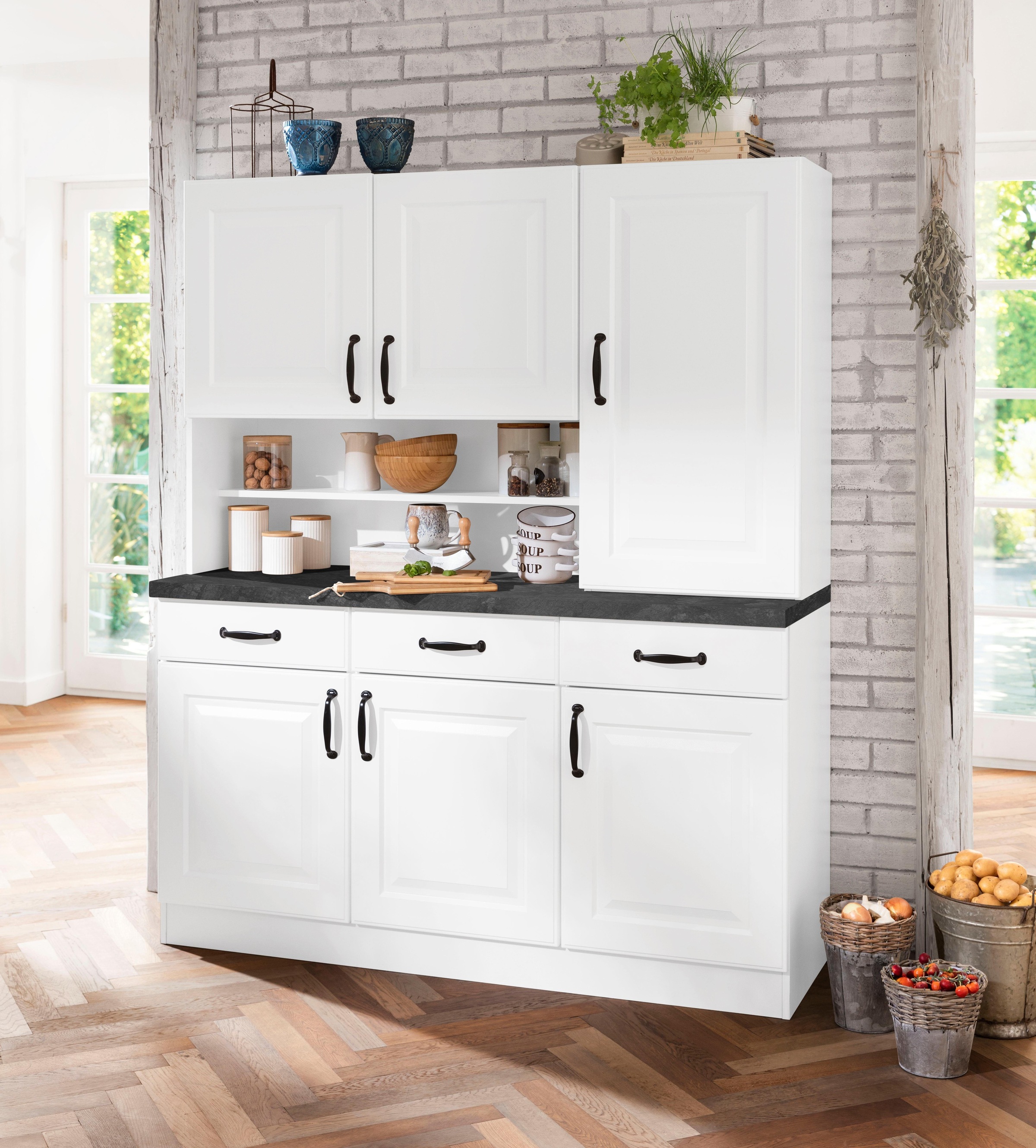 wiho Küchen Küchenbuffet "Erla" 150 cm breit mit Kassettenfront