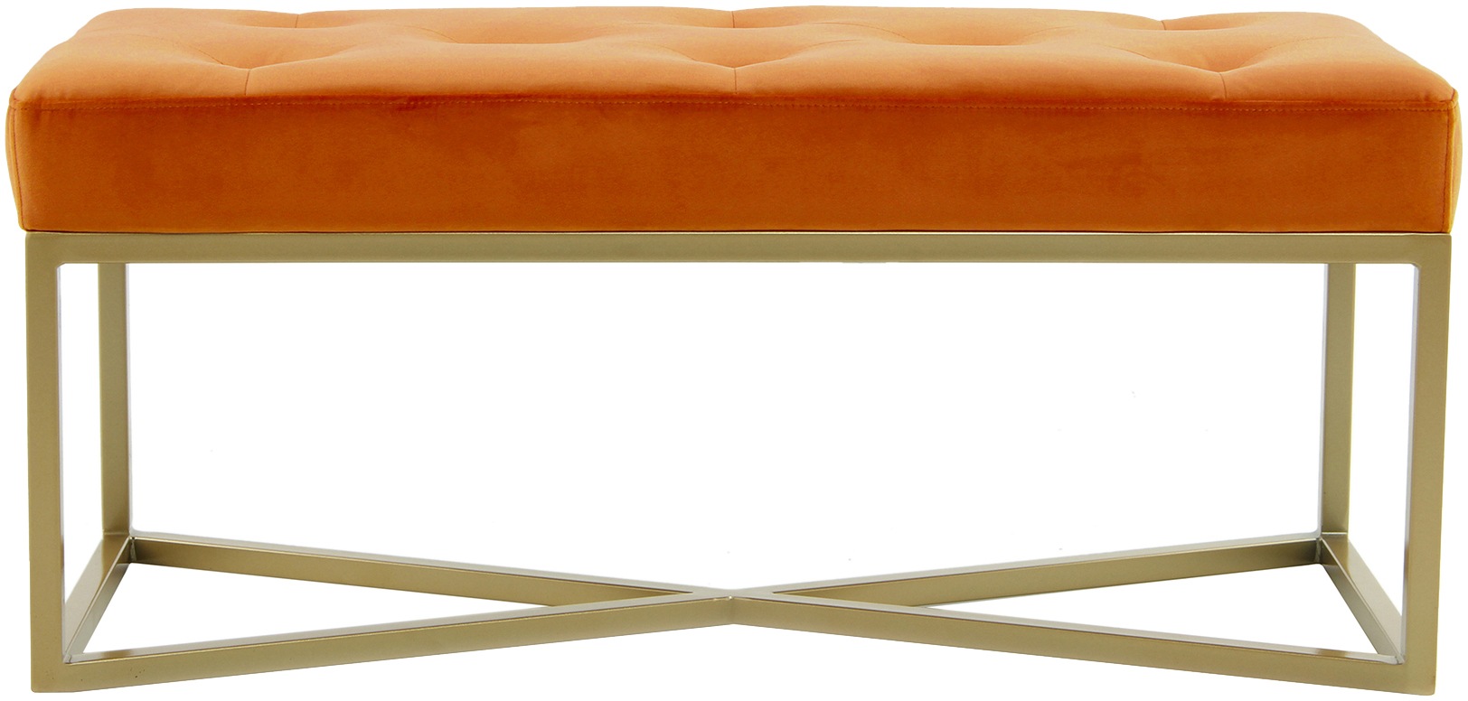 Kayoom Hockerbank »Cameron 125, glamouröses Design, glänzenden Metallfüssen, in Samt-Look«, (1 St.), bequem, elegant, mit Zierknöpfen, Goldfarben-coated Eisengestell
