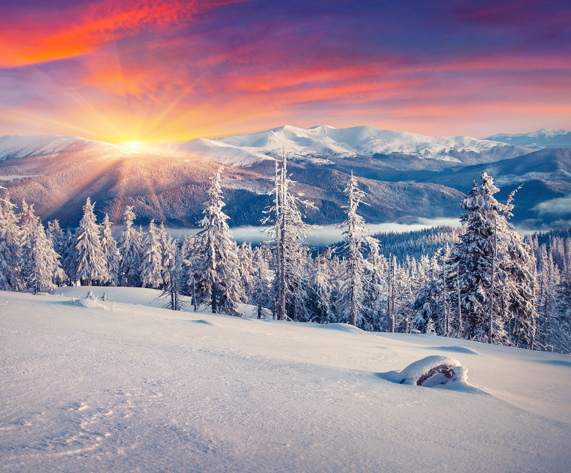 Papermoon Fototapete »ALPEN-WINTER GEBIRGE XXL«