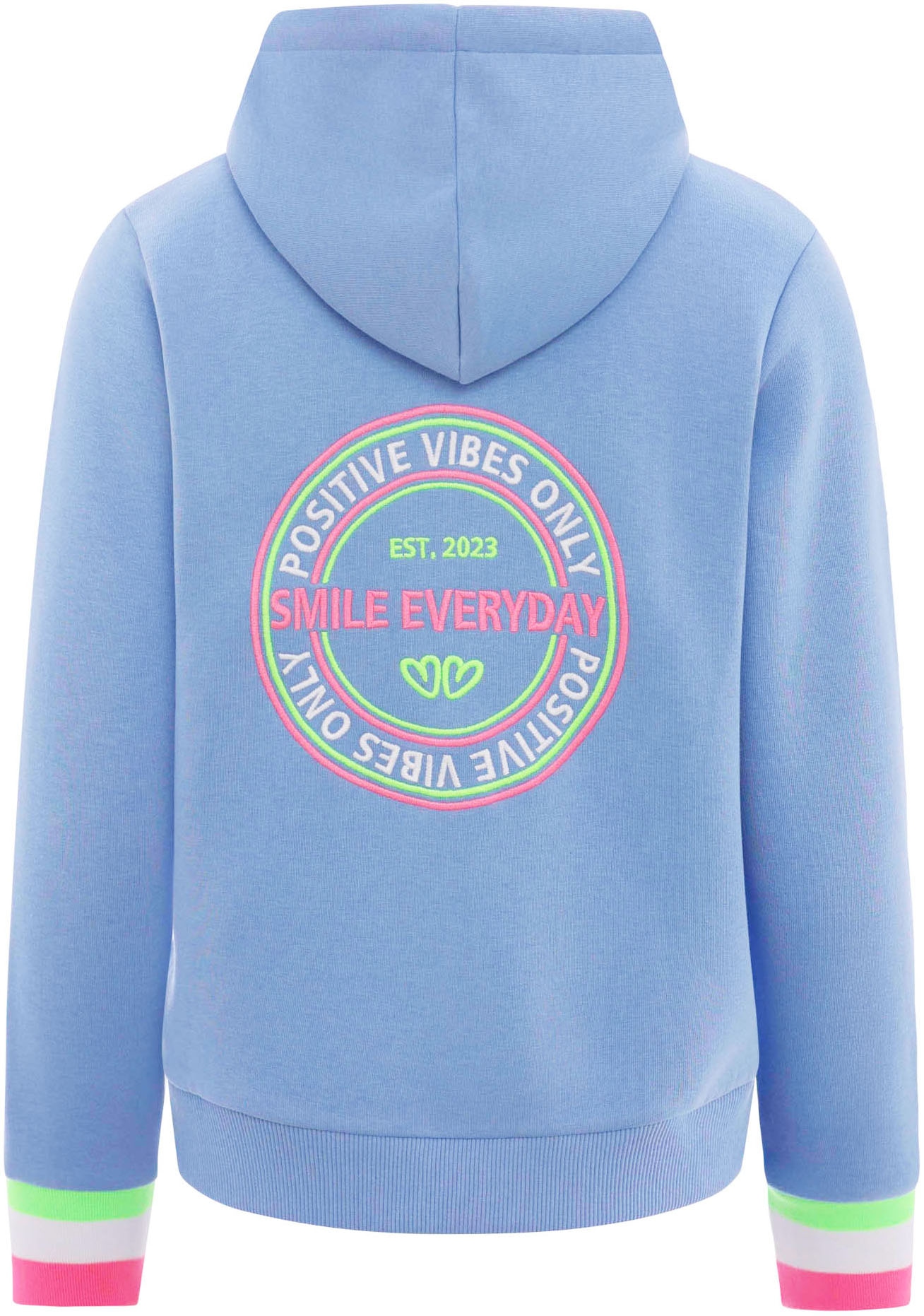 Zwillingsherz Sweatjacke, mit Kapuze, Backprint, Detailprint vorne