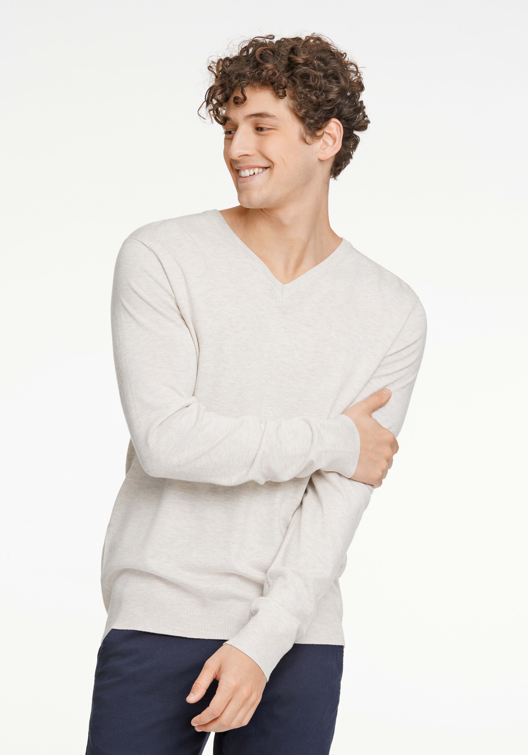 Image of LINDBERGH Strickpullover meliert, mit V-Ausschnitt
