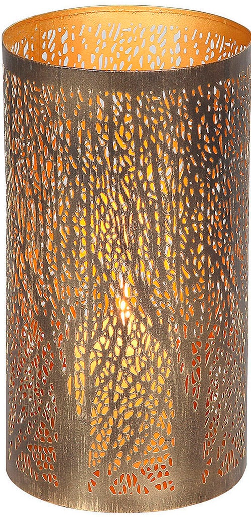 Image of Ambiente Haus Kerzenlaterne "Stumpenkerzenhalter Walddesign, Höhe ca. 16 cm" aus pulverbeschichtetem Metall
