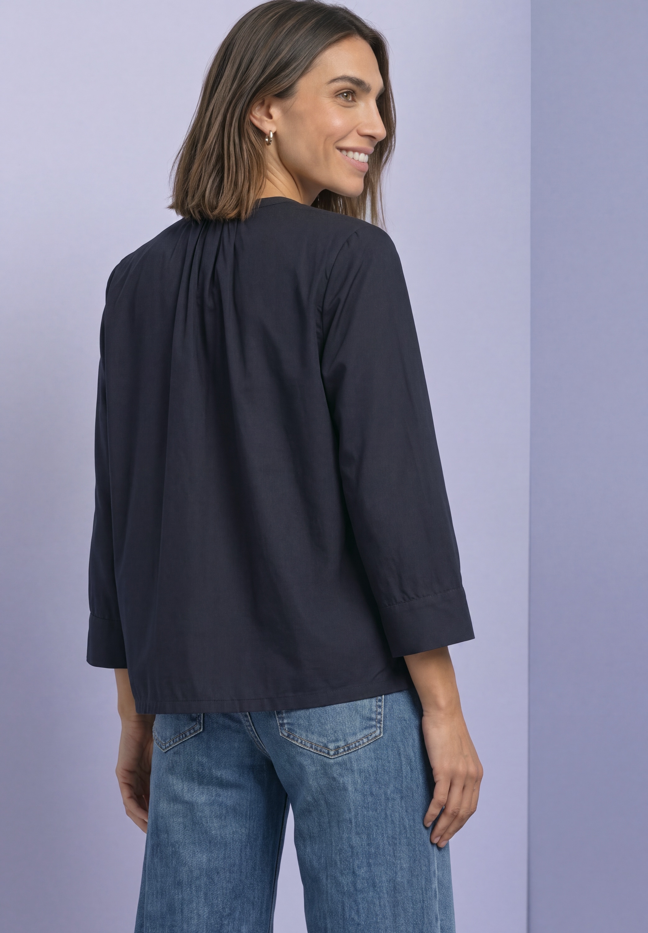 STREET ONE Schlupfbluse 3/4-Arm Sommerbluse mit Split Neck