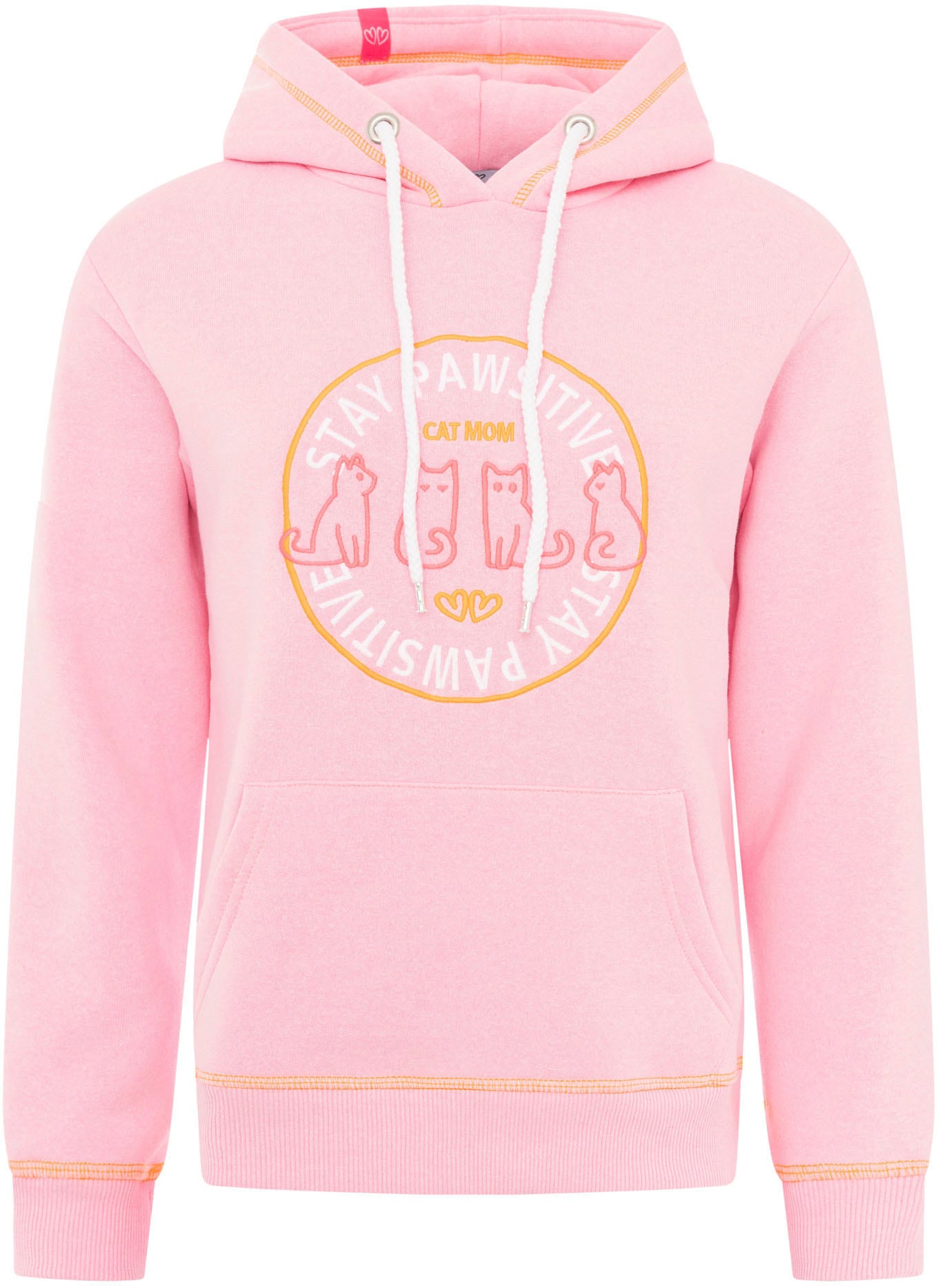 Zwillingsherz Hoodie »"Cat Mom"«, mit aufgesticktem Katzenmotiv und Kontrastnähten
