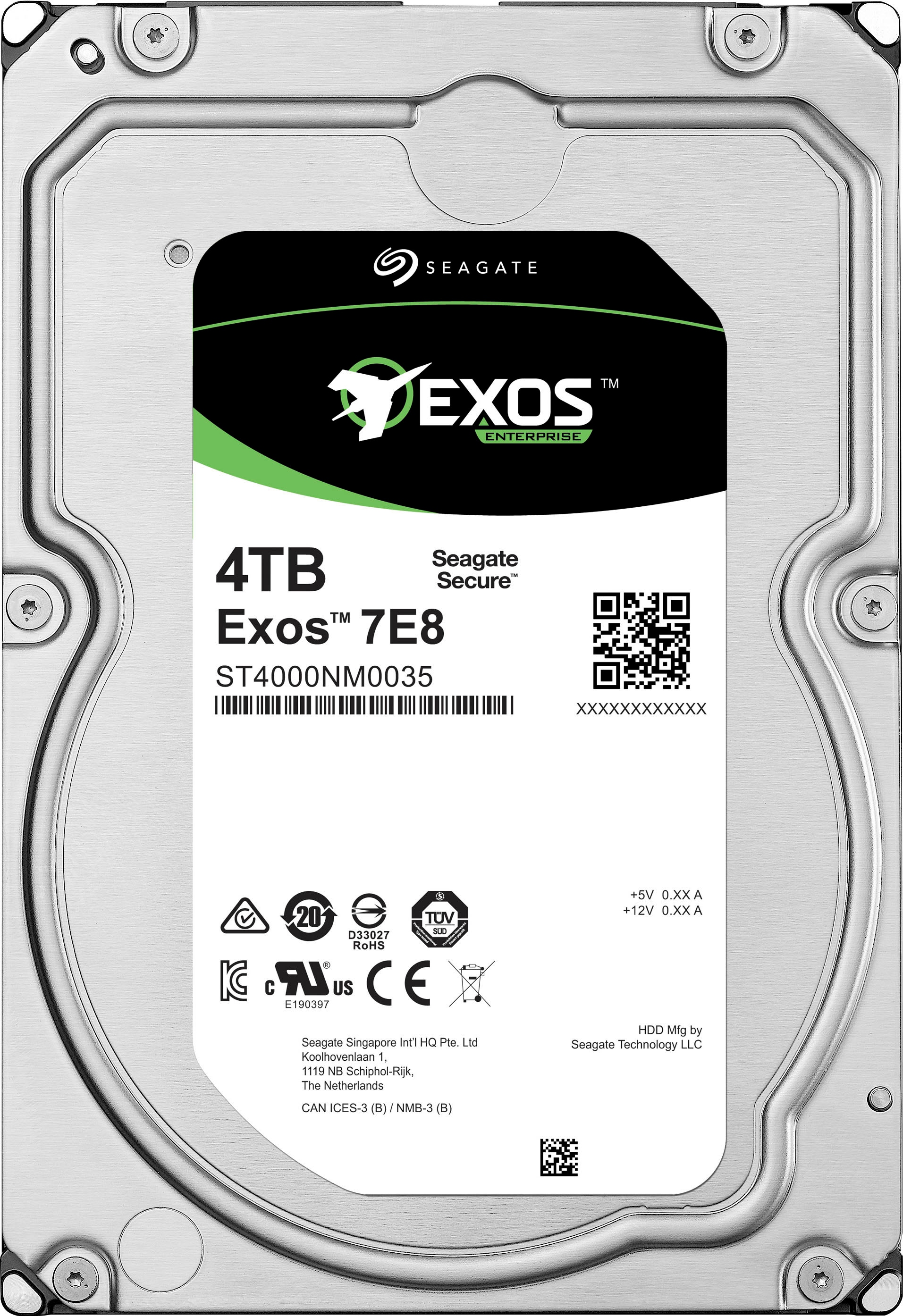 Seagate HDD-Server-Festplatte »Exos 7E8 4TB SATA 512n«, Anschluss SATA, Bulk
