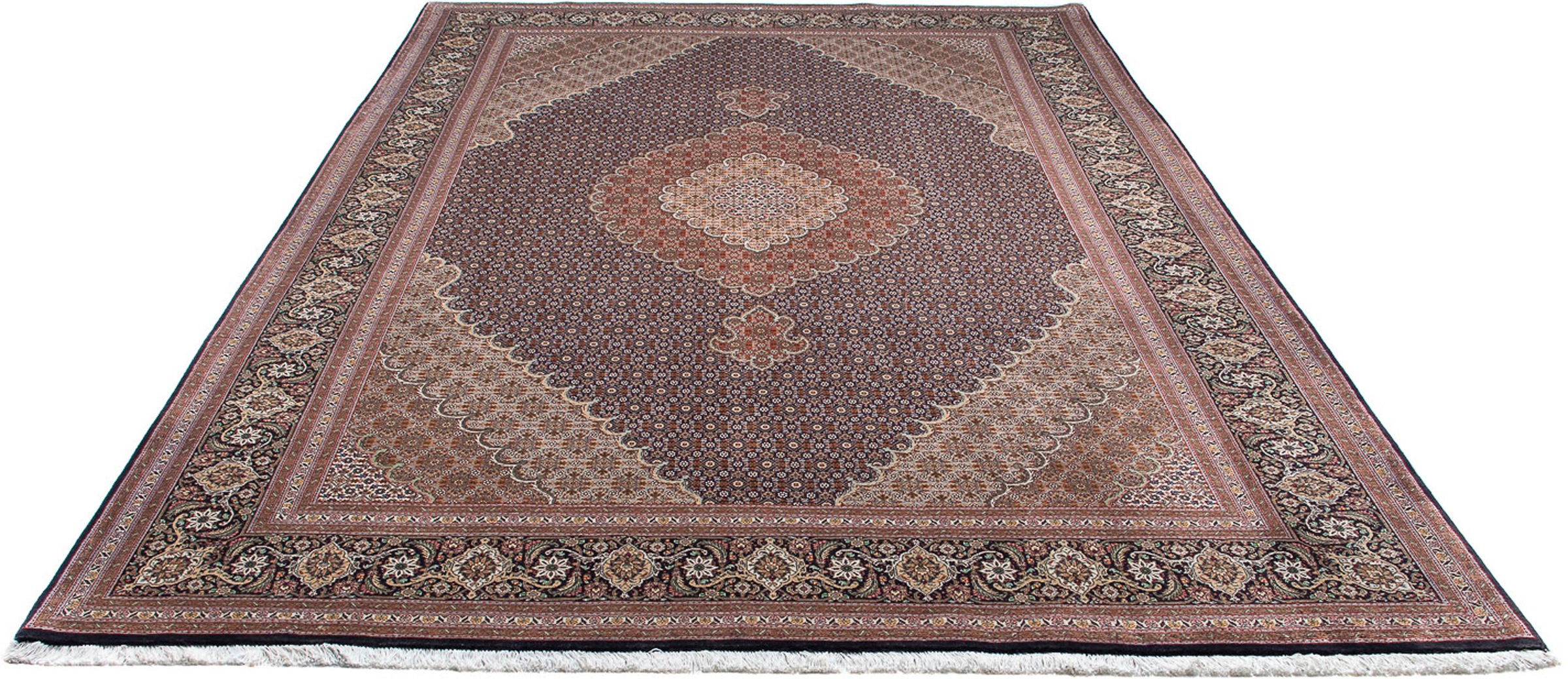 Image of morgenland Orientteppich »Perser - Täbriz - 302 x 202 cm - dunkelblau«, rechteckig, 10 mm Höhe, Wohnzimmer, Handgeknüpft, Einzelstück mit Zertifikat bei Ackermann Versand Schweiz