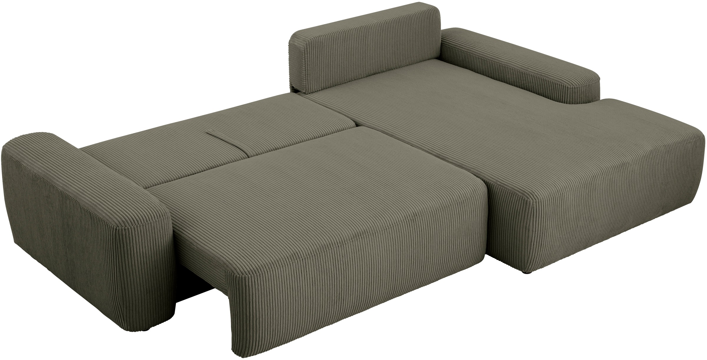 INOSIGN Ecksofa »TORGE (264cm), Schlafsofa in Cord, Samtvelours o Struktur fein, L-Form«, Schlaffunktion, Bettkasten, Liegefläche: 125/210 cm