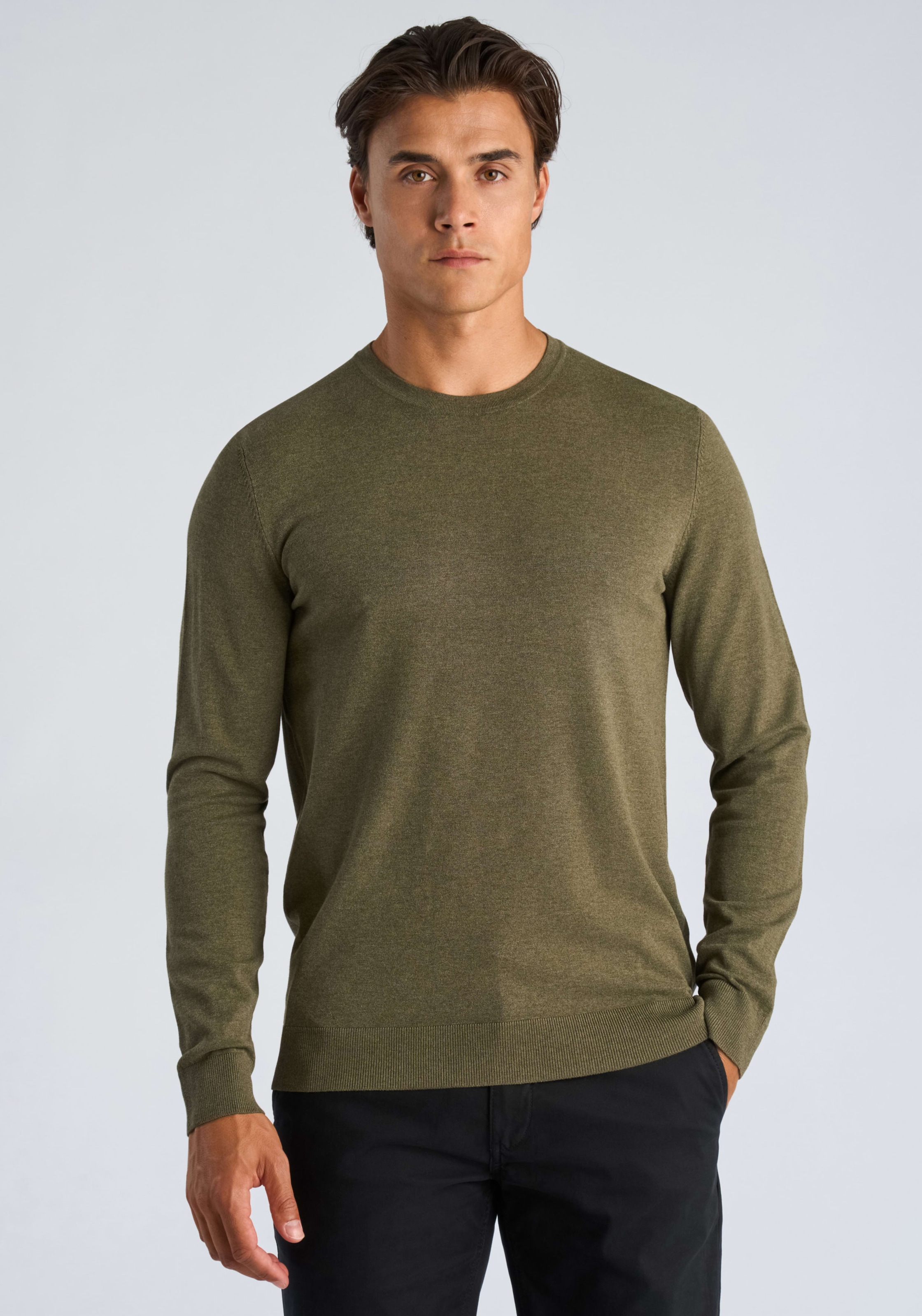 Image of LINDBERGH Strickpullover mit Rundhals / Viskose / unifarben