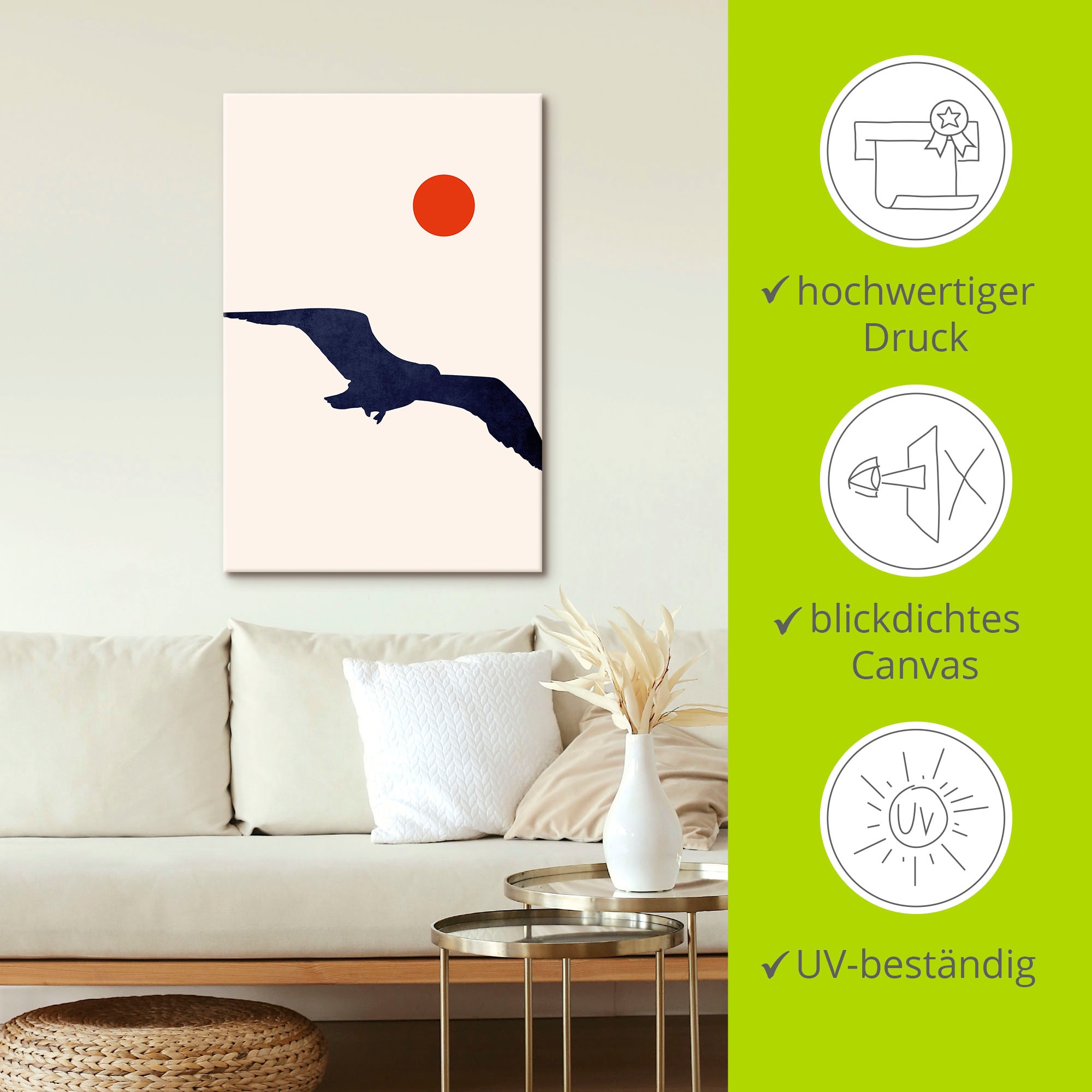 Artland Leinwandbild »Möwe«, Vogelbilder, (1 St.), auf Keilrahmen gespannt