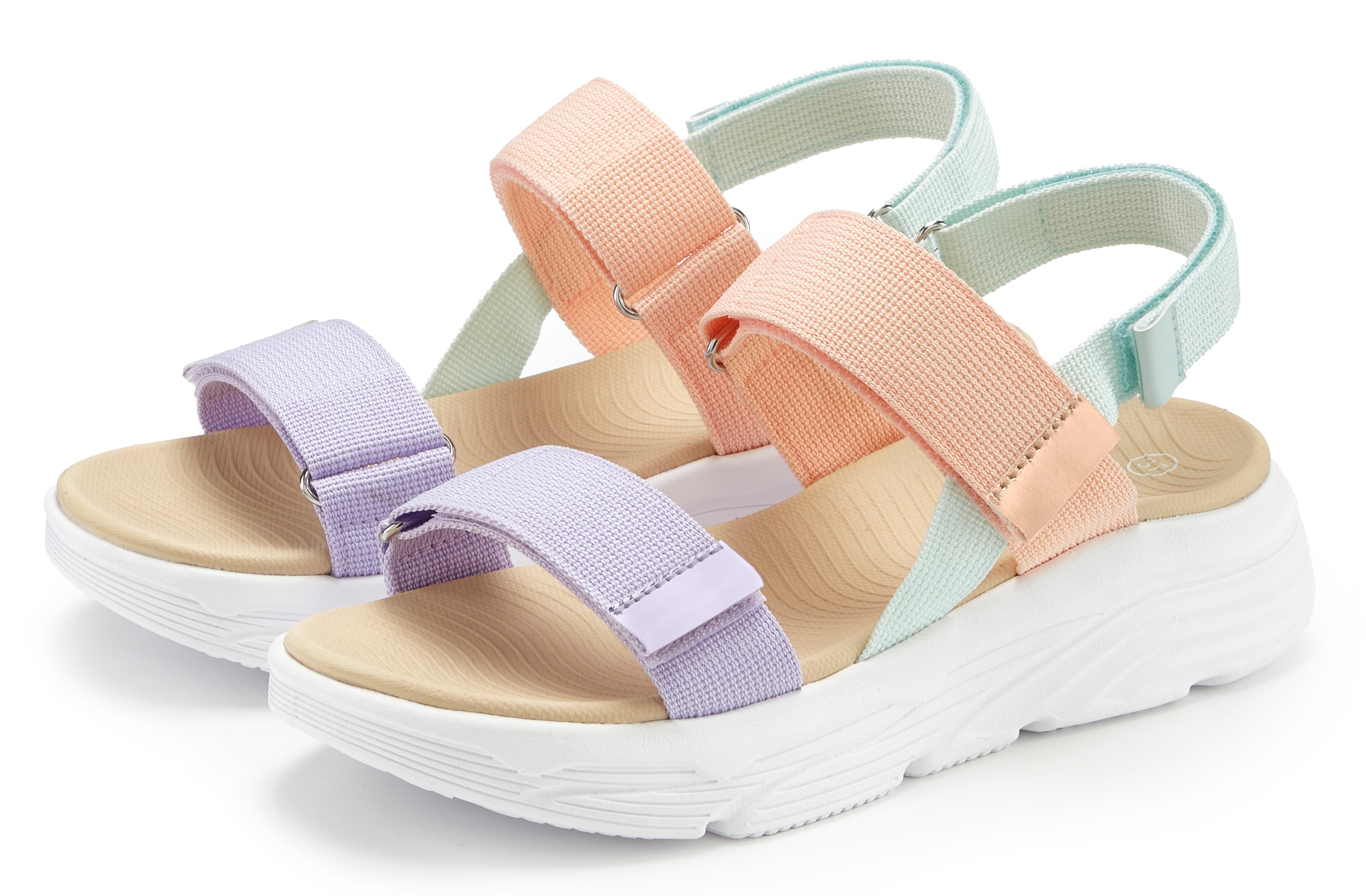 Image of Vivance Sandale "Sandalette, Pantolette, Sommerschuhe, Riemchensandale" NEU mit bunten Riemchen und Klettverschluss VEGAN