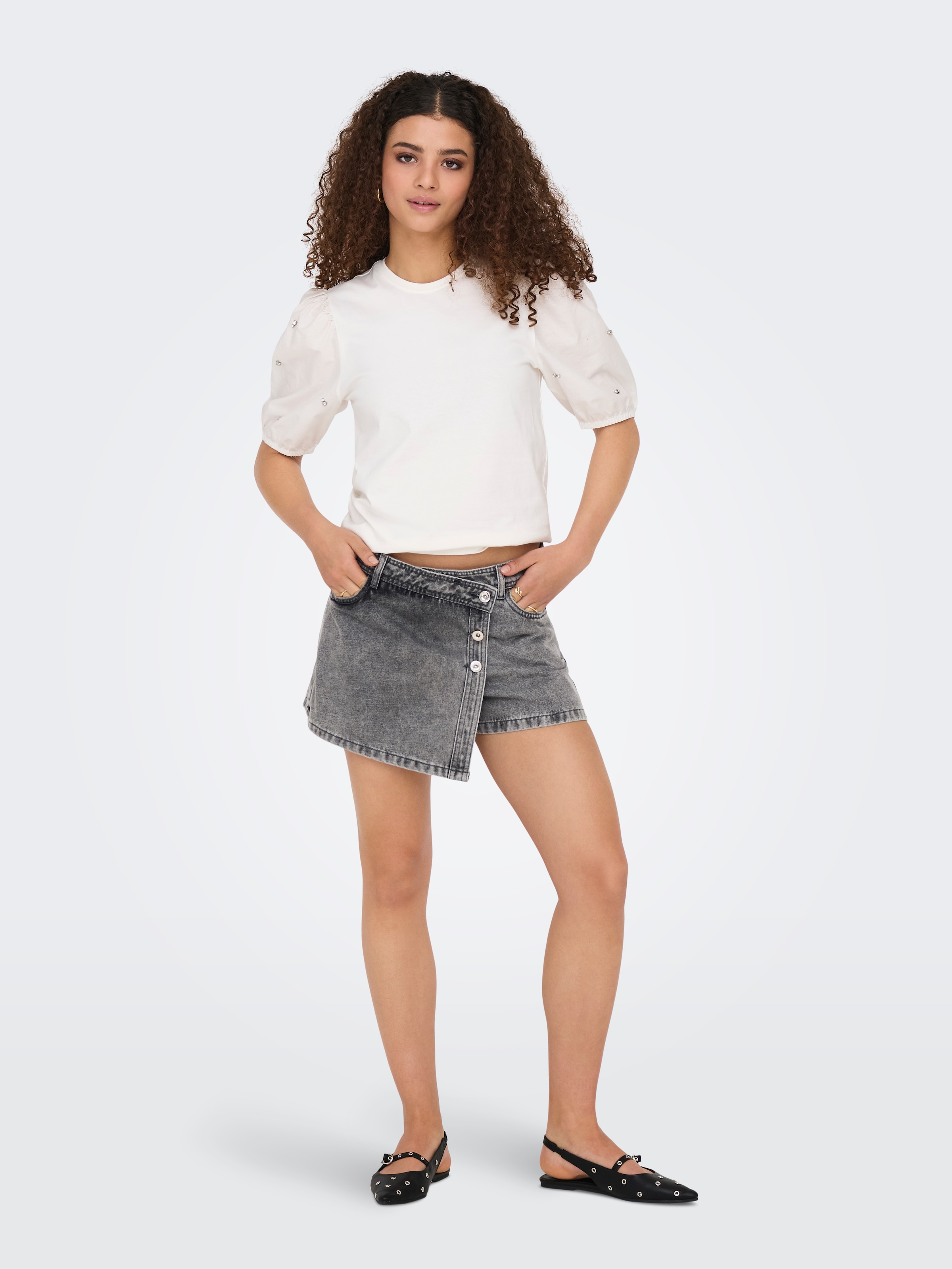 ONLY Short en jean »ONLLESLY REG LB DNM SKORT BJ NOOS« coton, taille régulière, jupe-pantalon