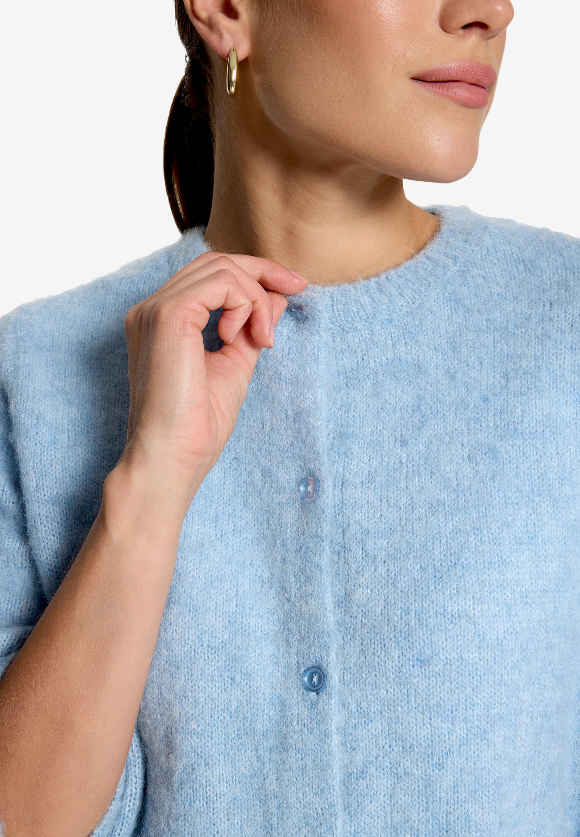 Zero Strickjacke 3/4 Arm-Cardigan mit Knöpfen / mit Wolle