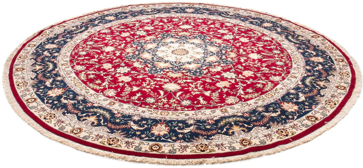Image of morgenland Orientteppich »Perser - Täbriz - Royal rund - 250 x 250 cm - dunkelrot«, rund, 7 mm Höhe, Wohnzimmer, Handgeknüpft, Einzelstück mit Zertifikat bei Ackermann Versand Schweiz