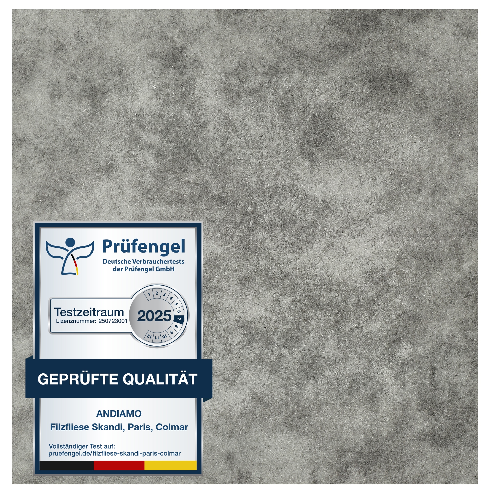 Image of Andiamo Teppichfliese "Colmar Nadelfilz, Gesamthöhe 4 mm" quadratisch 40x40 cm, selbstklebend, robust & strapazierfähig, 25 Stück (4 qm)