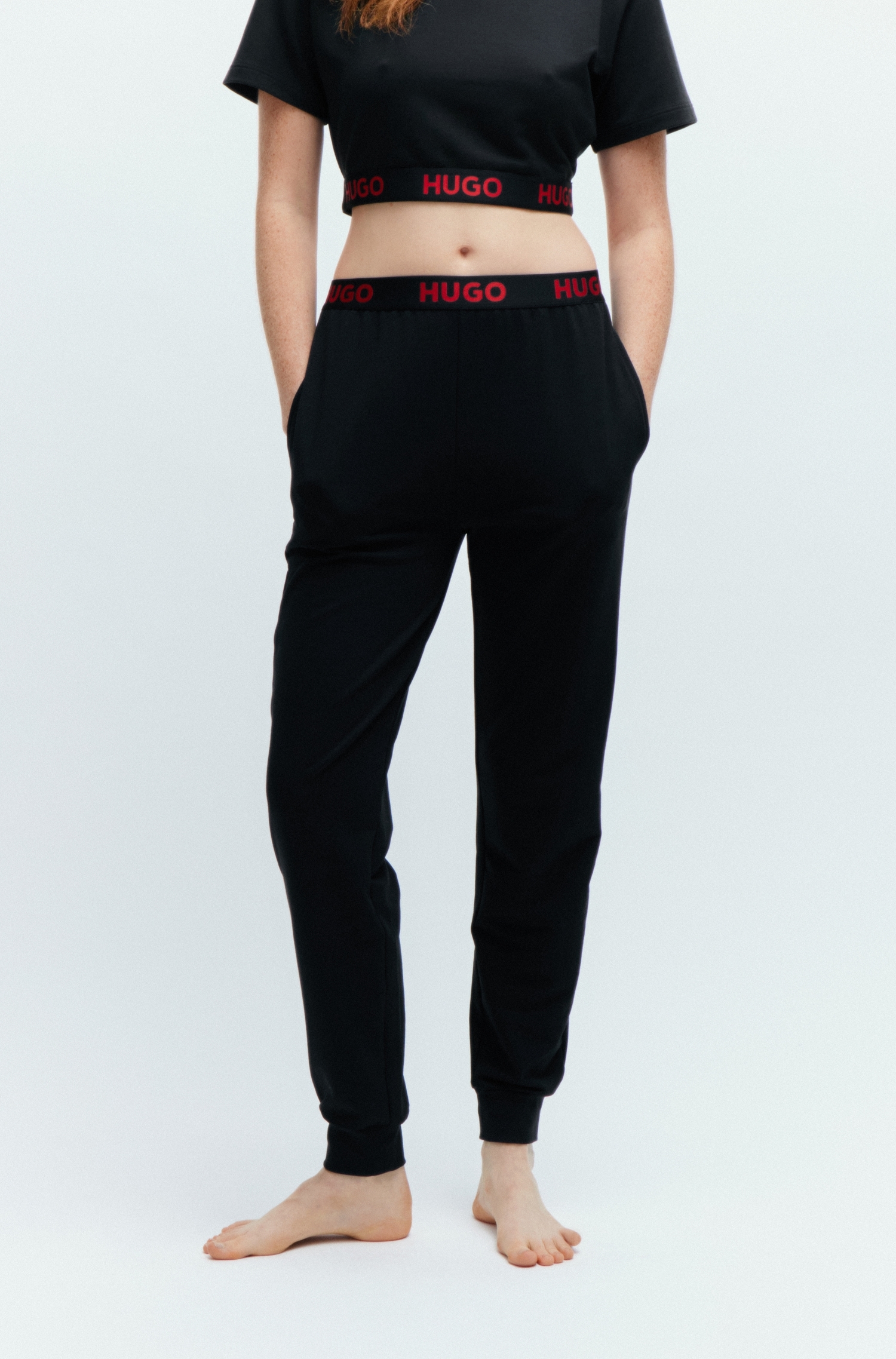 HUGO Jerseyhose »SPORTY LOGO_PANTS«, mit Acheter Logo-Elastikbund Hugo simplement