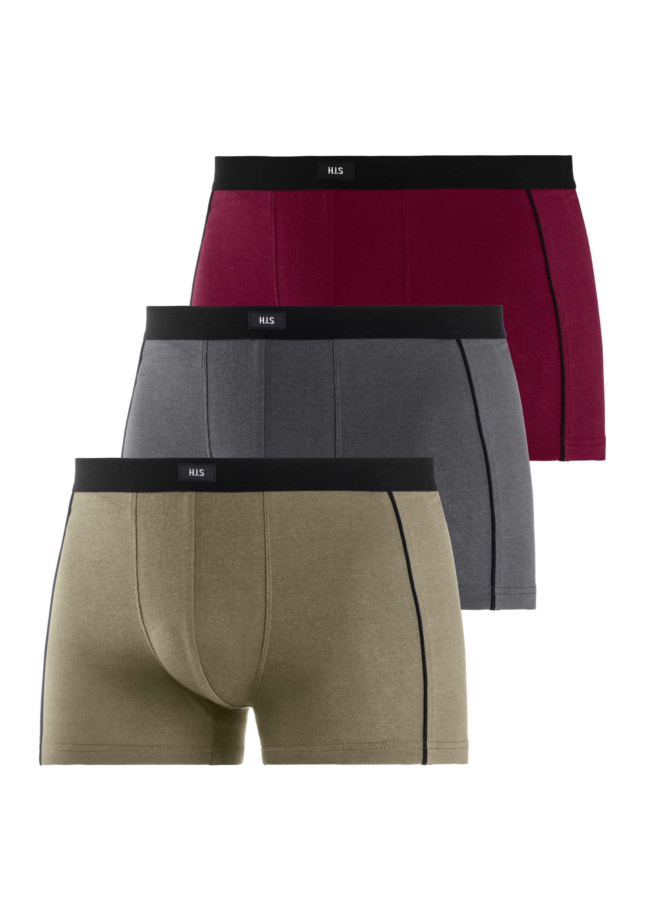 H.I.S Boxer »Boxershorts für Herren« Packung, 3 Stk. mit schmalen Piping an den Seiten