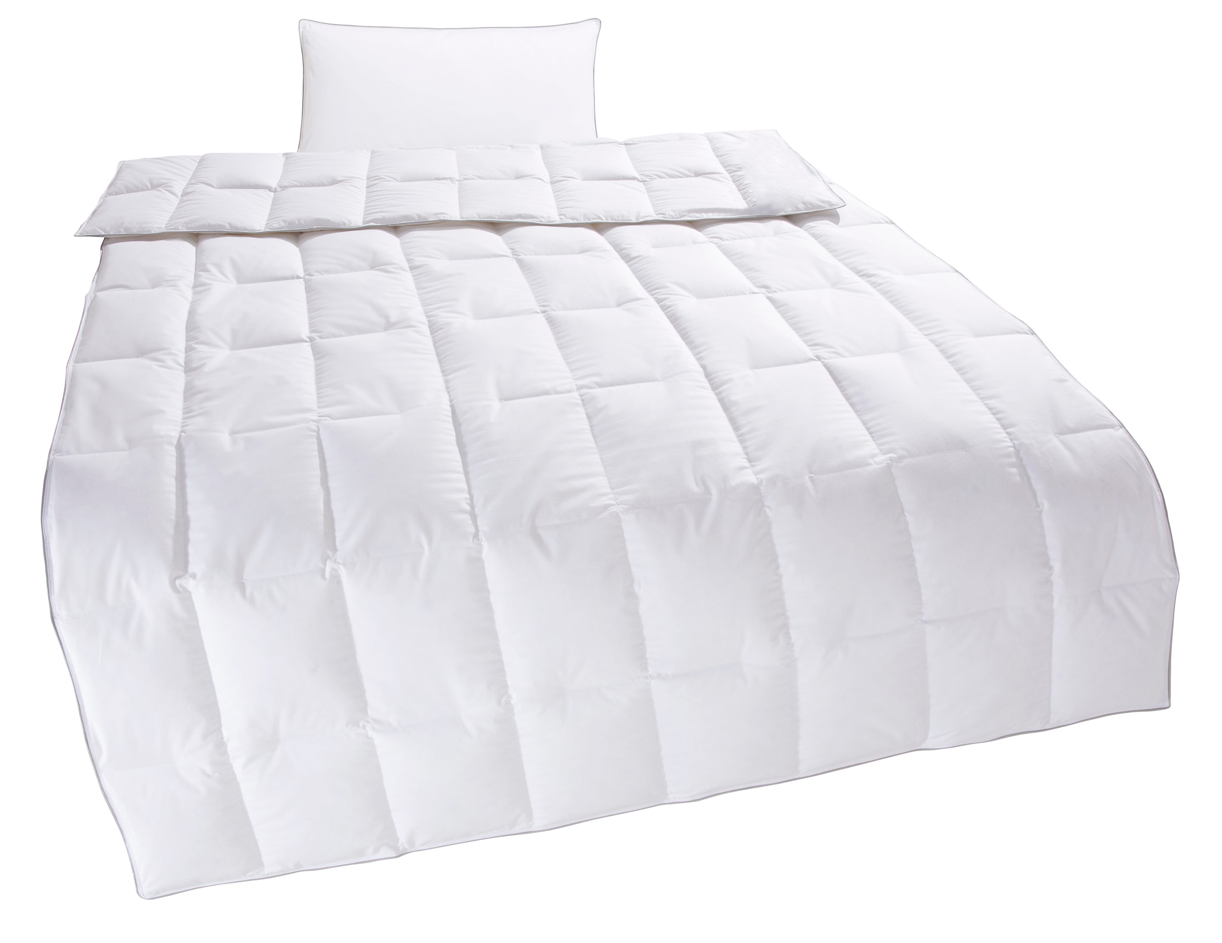 GOODproduct Daunenbettdecke + Kopfkissen »TAMINS, Bettdecke 135x200 cm und 155x220 cm, 2-tlg.« Set mit Kissen 40x80 cm, 80x80 cm, Sommer, Winter, Made in Germany