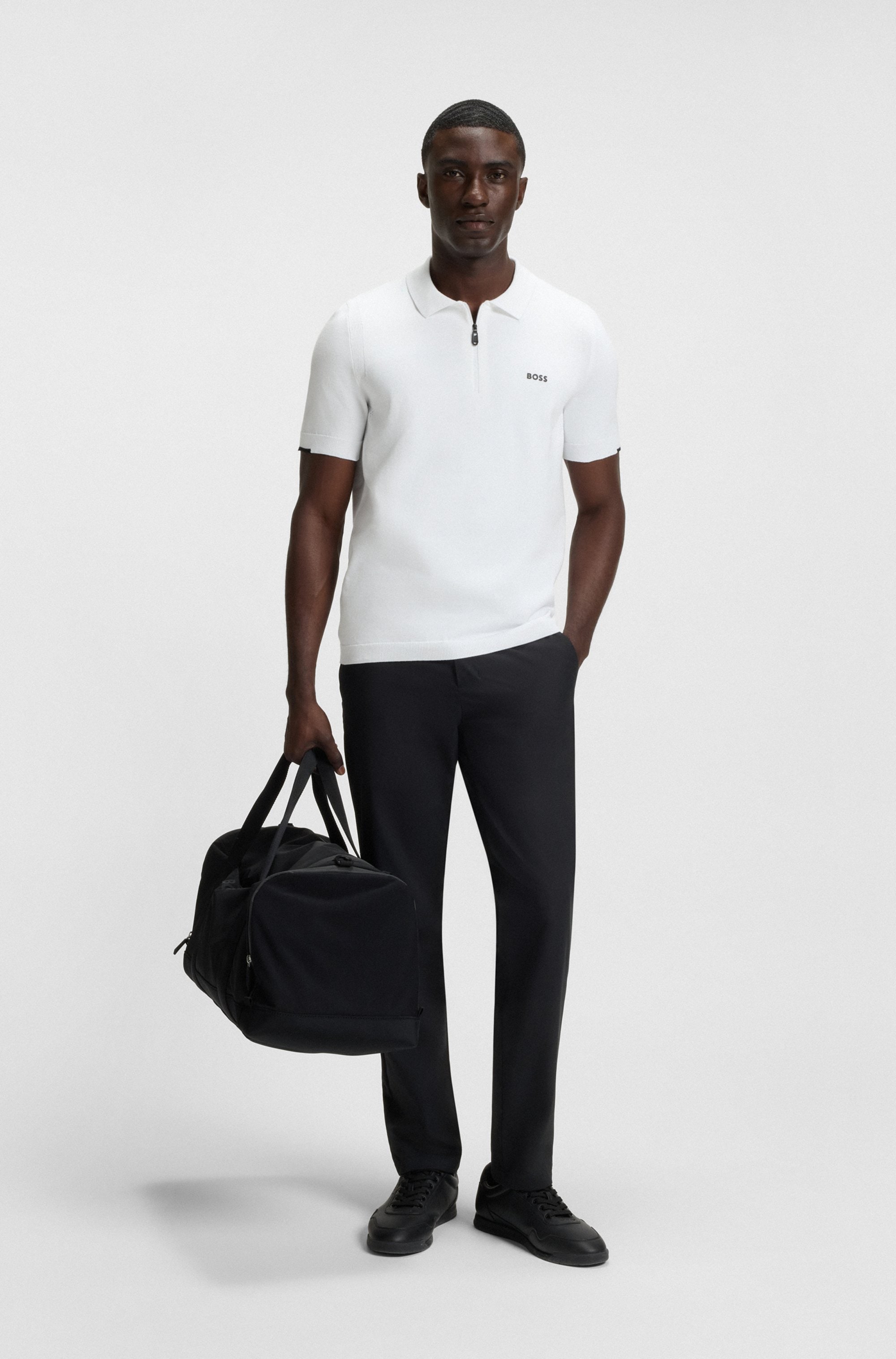 BOSS GREEN Kurzarmpullover »K Ever-X PS« mit Perforierungen zur Belüftung