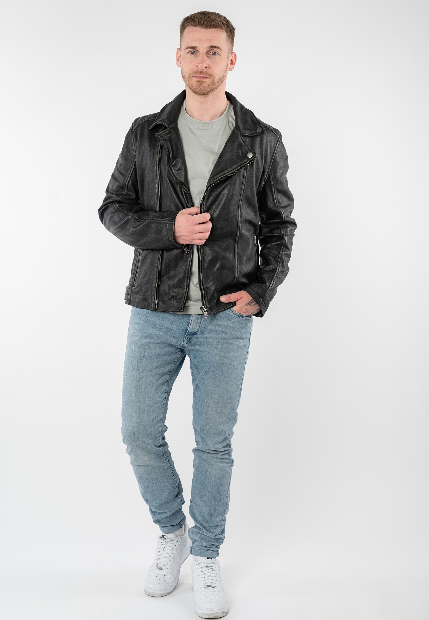 Mauritius Veste en cuir »MMLario« mit Reverskragen, Slim Fit