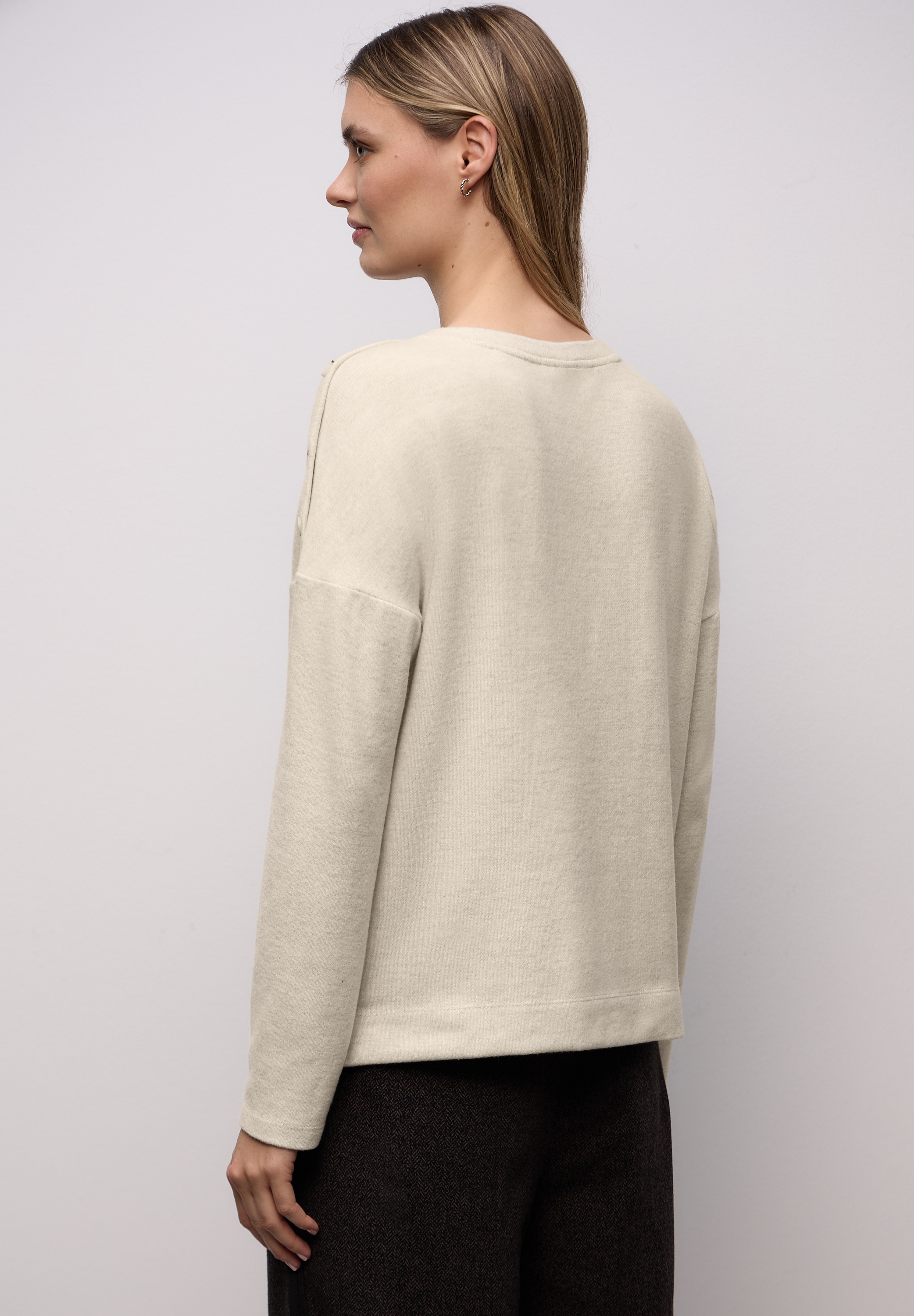STREET ONE Pull en tricot Knopfdetail an den Schultern und im Melange-Look