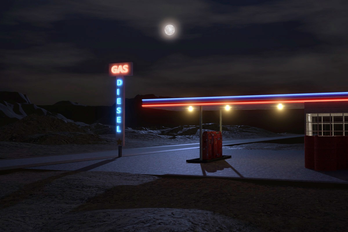 Image of Papermoon Fototapete »RETRO TANKSTELLE-ROUTE 66 3D DESIGN AUTOS MOTORRAD XXL«, Vliestapete, hochwertiger Digitaldruck, inklusive Kleister bei Ackermann Versand Schweiz