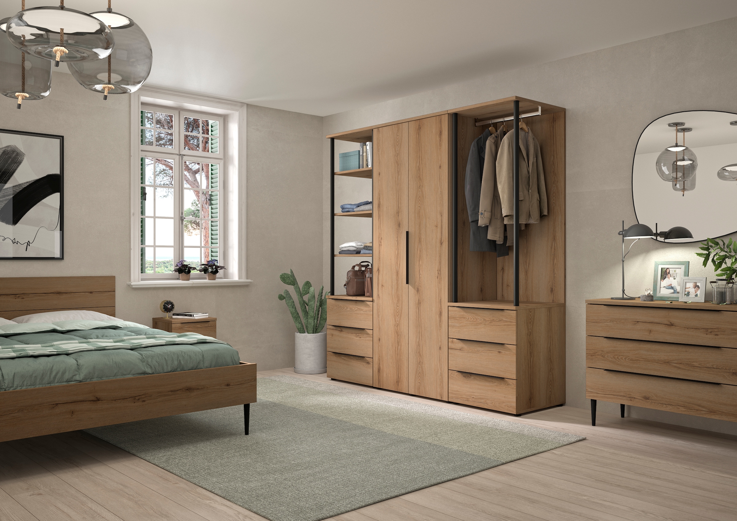 Image of Gami Kleiderschrank "Schrank 2 Türen" 1/2 Kleiderschrank, 1/2 Wäscheschrank, grosszügiges Volumen