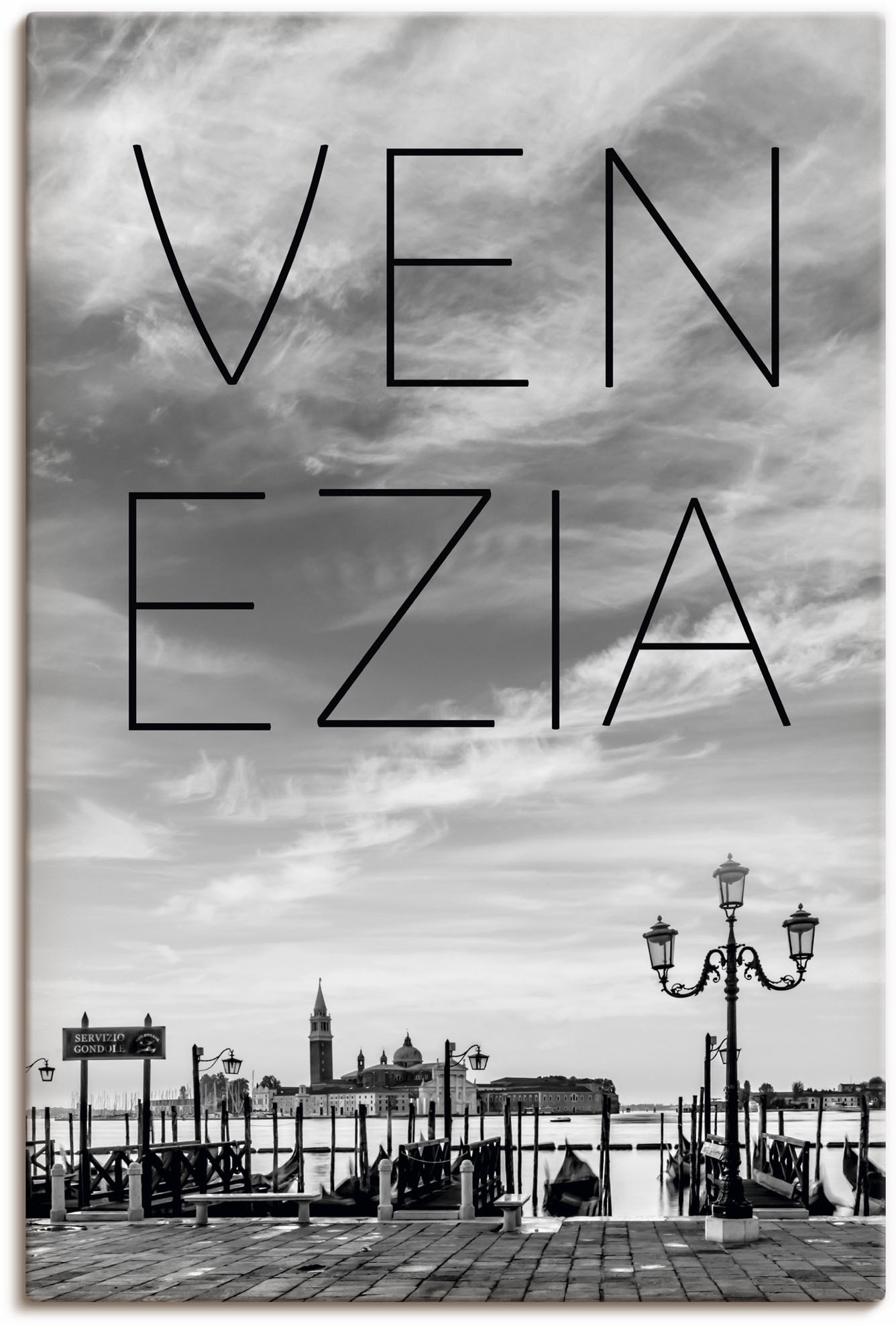 Image of Artland Leinwandbild "Gondeln am frühen Morgen in Venedig" Venedig 1 Stk. tlg. auf Holzrahmen gespannt