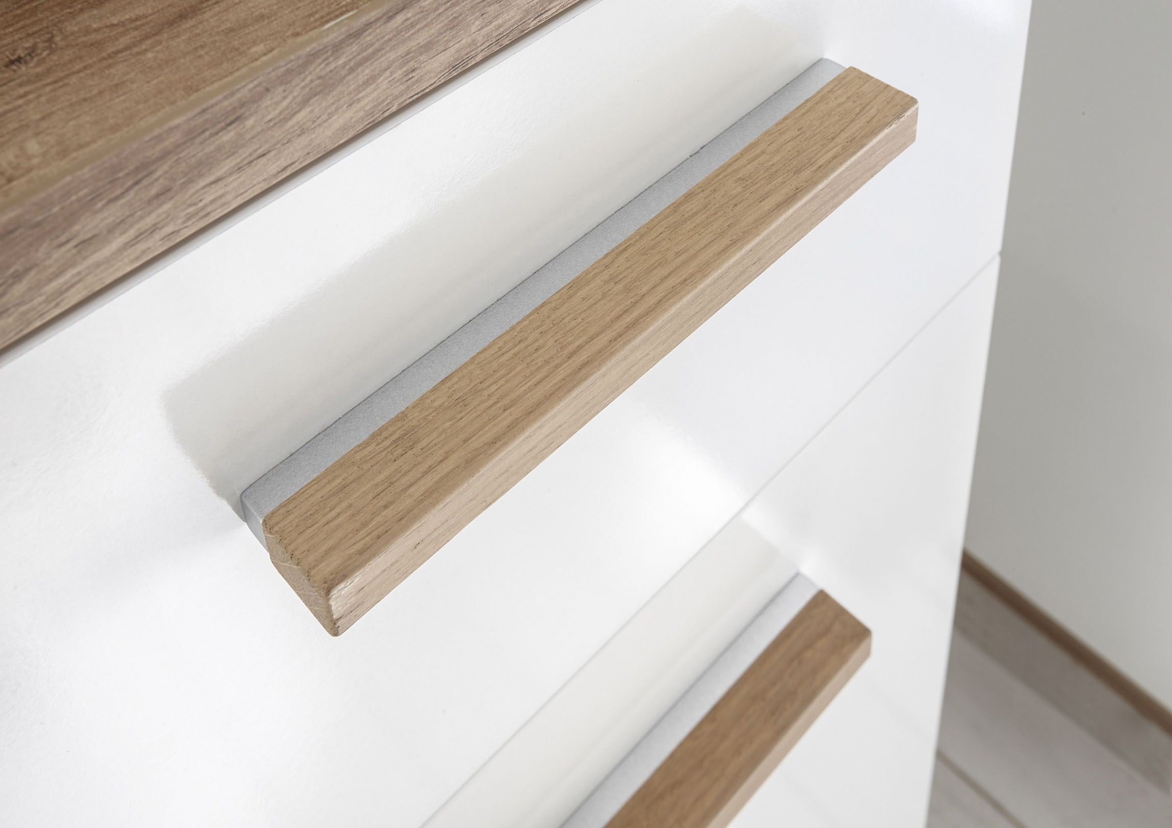 Saphir Waschtisch »Quickset Mineralmarmor-Waschtisch mit Unterschrank, 61 cm breit« Wachplatz, Holzgriffe, inkl. Türdämpfer, 2 Türen, 1 Schublade