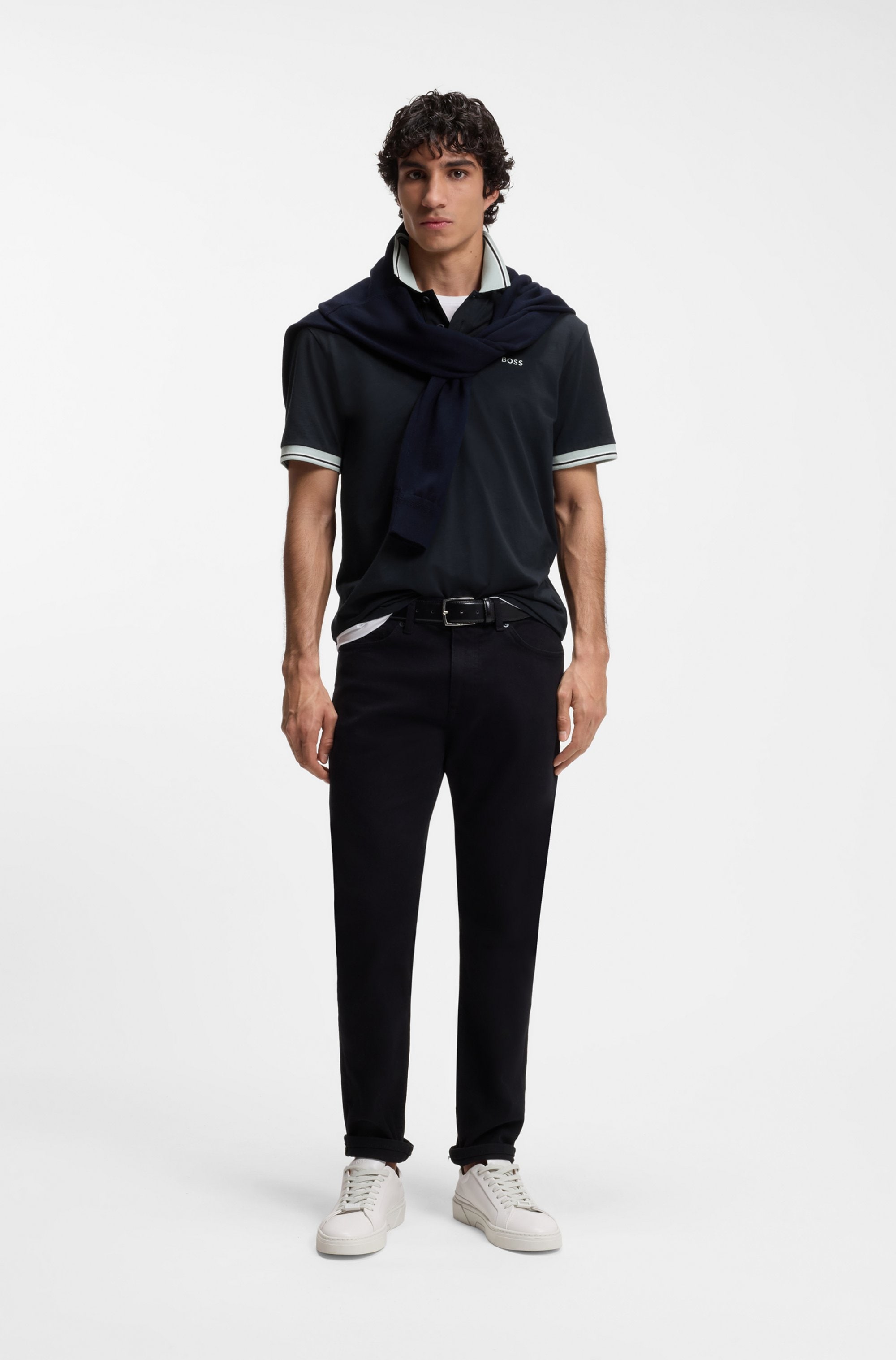 BOSS ORANGE Polo Relaxed Fit, coton pur, col et bord de manches contrastants