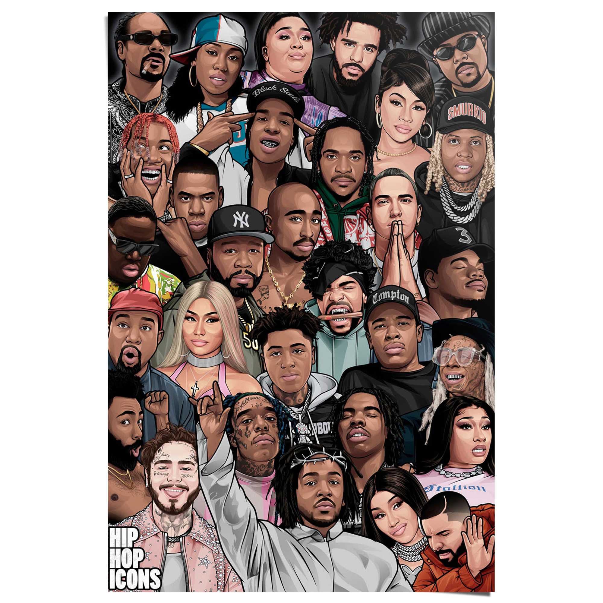 Image of Reinders Poster "Hip Hop Icons" Teenager Zimmer - Mehrfarbig - 150 gr. Papier - Musik - 61x91,5 cm