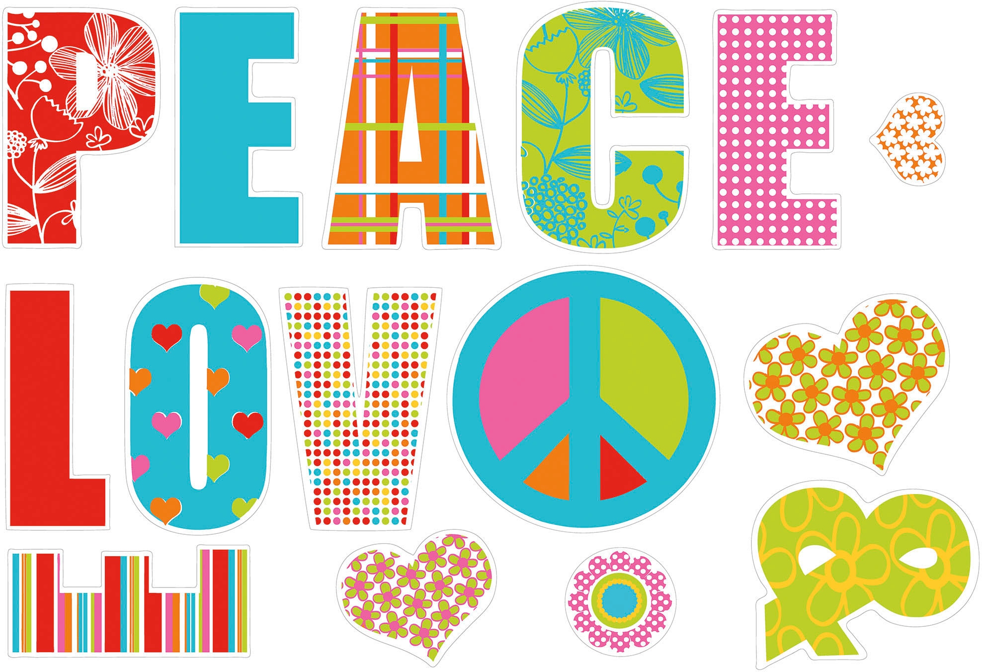 Komar Wandtattoo »Love and Peace - Grösse 100 x 70 cm« selbstklebend, Wandsticker