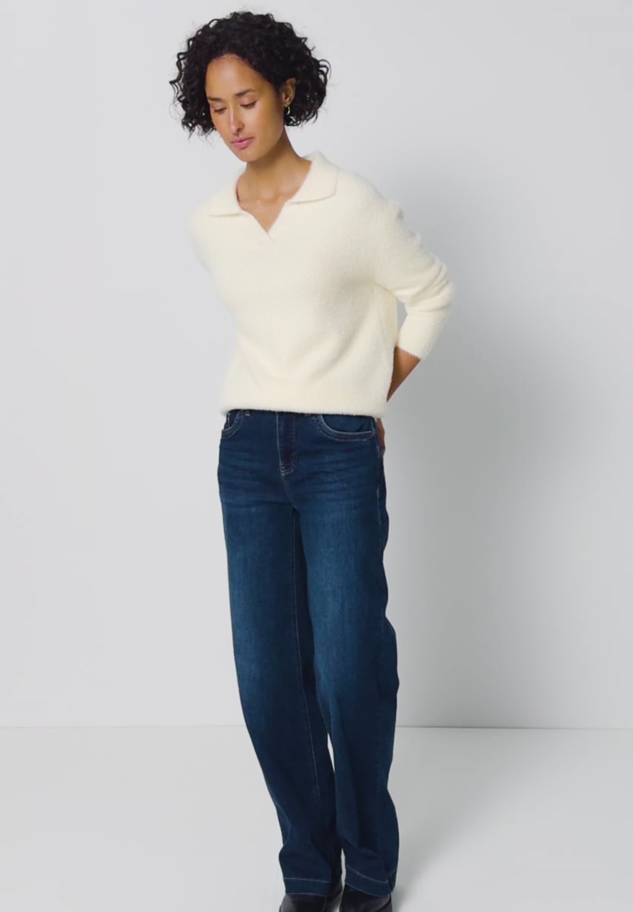 STREET ONE Strickpullover, flauschiges Federgarn, Regular Fit
