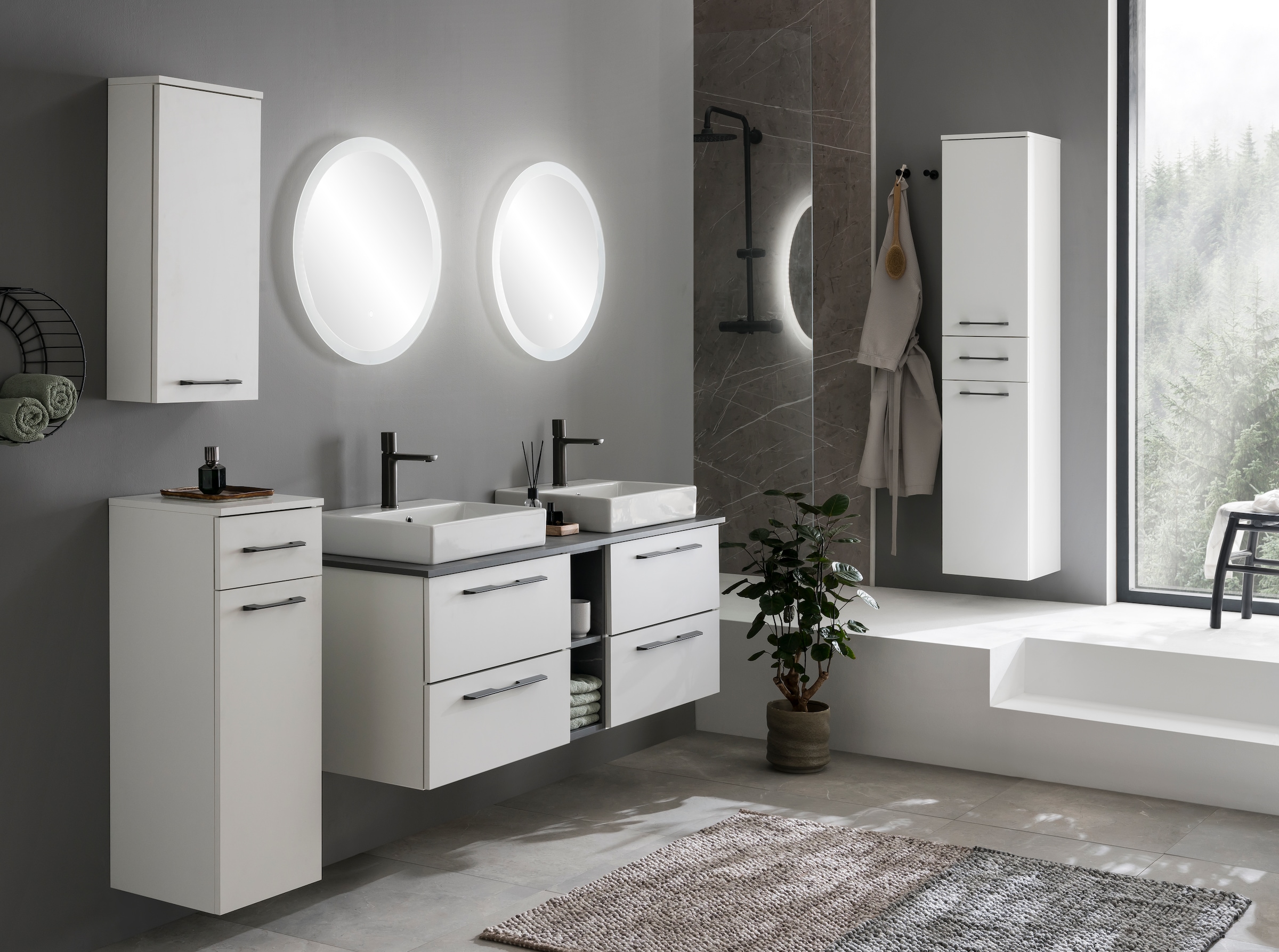 Schildmeyer Waschtisch »Maxim, Mattweiss + Marmor« 5 Stk. tlg. Made in Germany