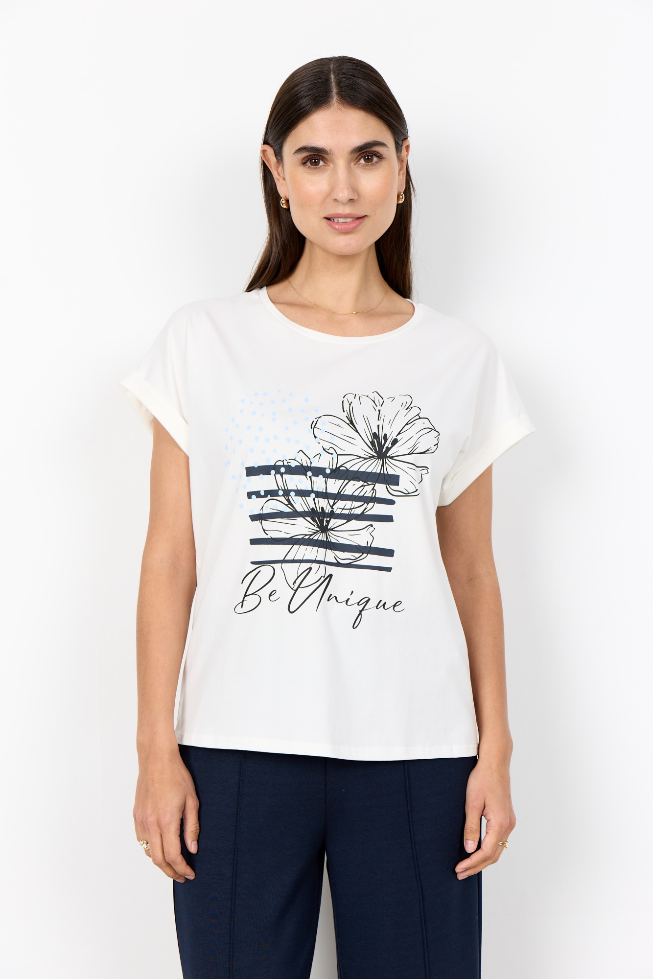 Image of soyaconcept Kurzarmshirt "SC-RINA FP 15" Kurzarmshirt, aus Baumwollmischung mit Elasthan, normale Passform