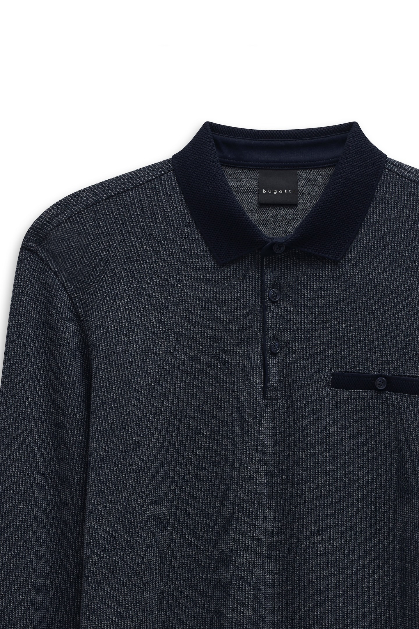 bugatti Polo à manches longues »Modern Fit« mit Brusttasche und Knopfleiste