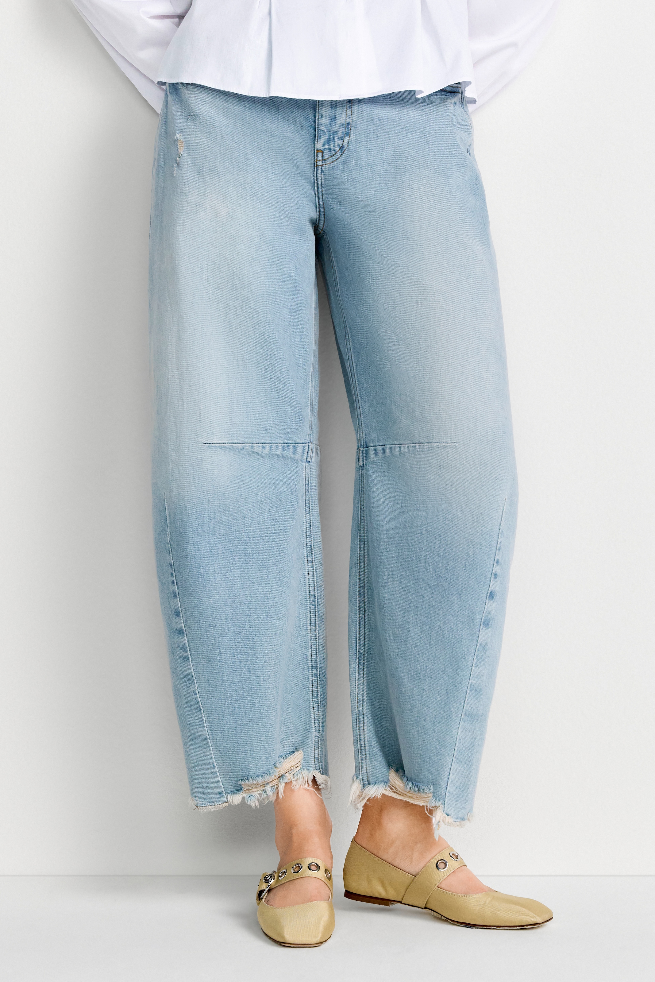 Image of RICHROYAL Weite Jeans Barrel-Style, Wide Leg Cropped Jeans, mit coolen Destroyed Effekten