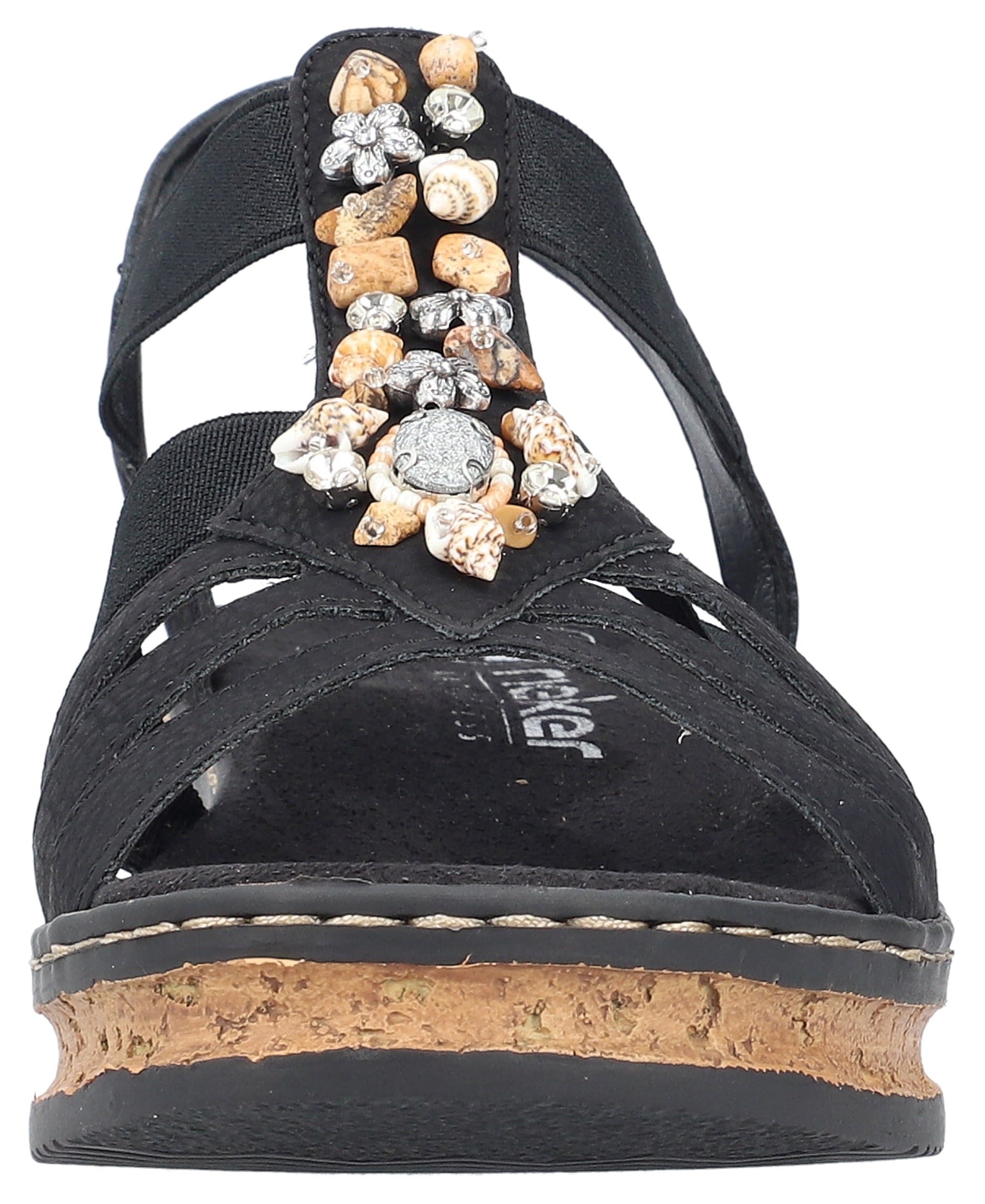 Rieker Plateausandale, Sommerschuh, Sandalette, Plateauabsatz, mit kontrastfarbener Naht