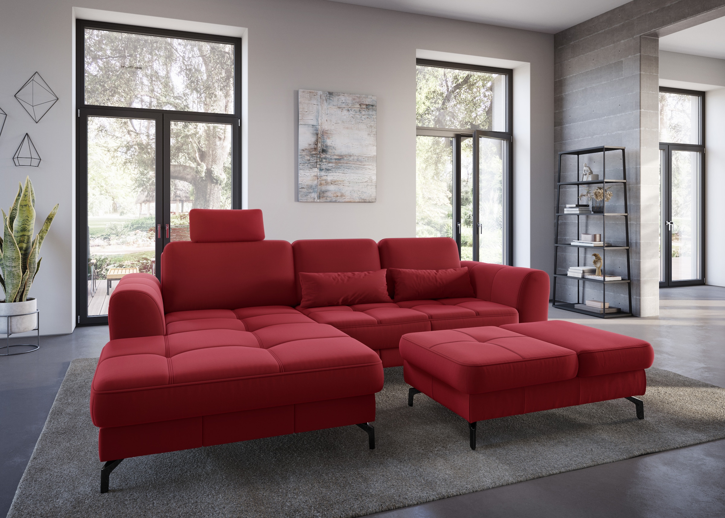 sit&more Ecksofa »Bendigo L-Form«, inklusive Sitztiefenverstellung, Bodenfreiheit 12 cm, in 2 Fussfarben
