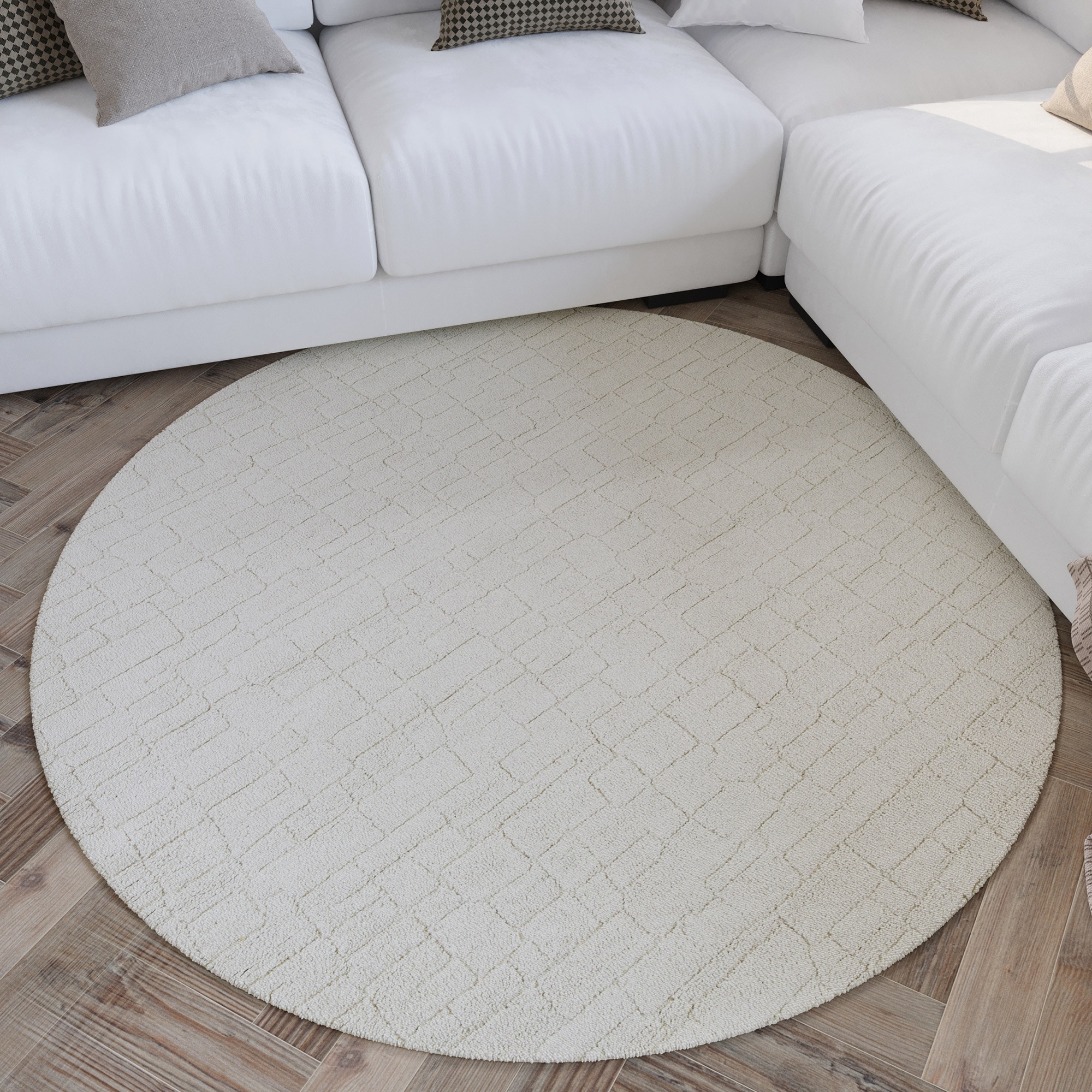 Image of Wecon home Teppich "Hamptons THIRTYONE" rund 15 mm Höhe Kurzflor, Wohnzimmer, Schlafzimmer, elegant, robust, Krokodil-Design
