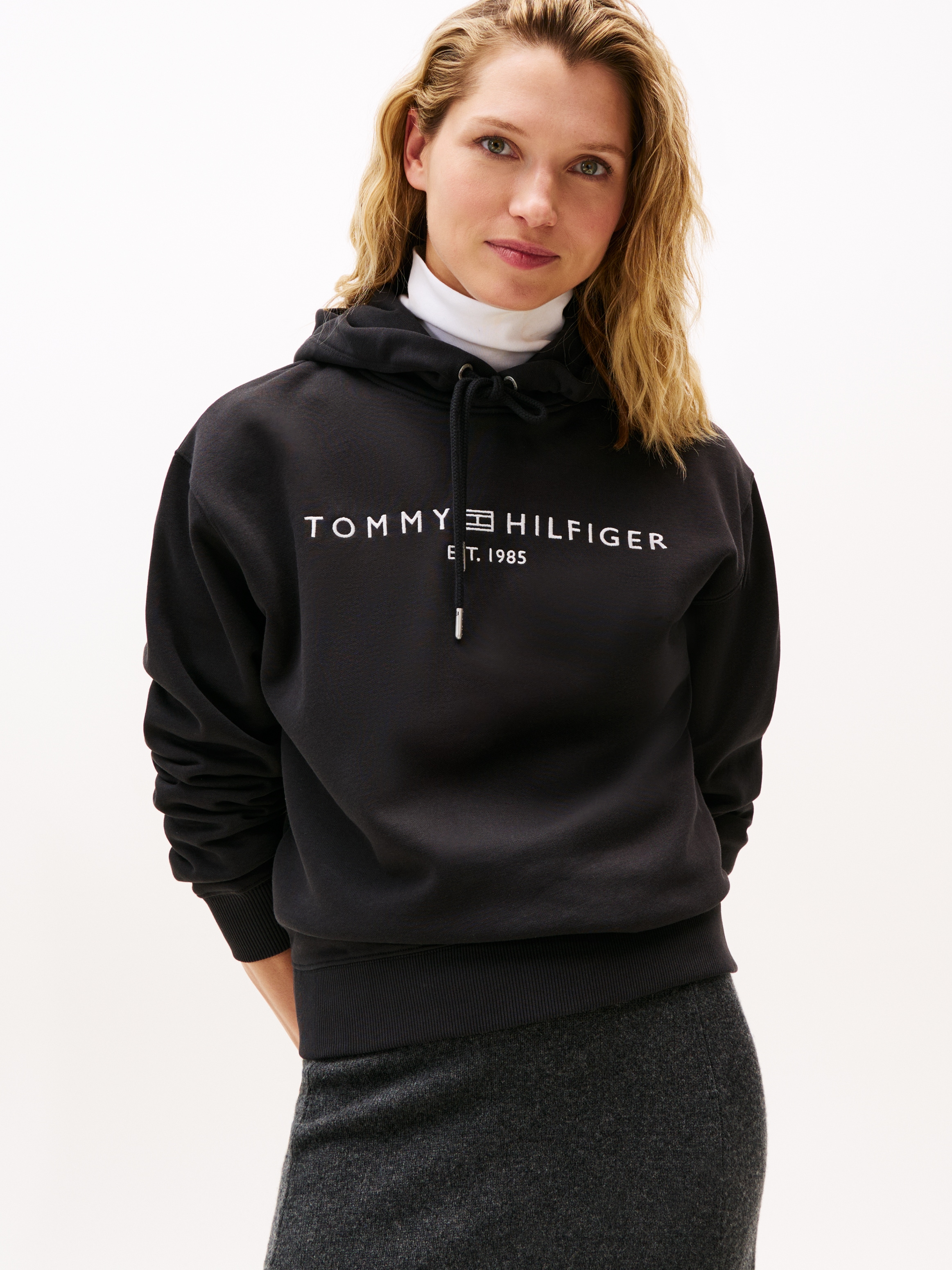 Image of Tommy Hilfiger Kapuzensweatshirt "MDRN REG CORP LOGO HOODIE", mit gesticktem Logo-Schriftzug